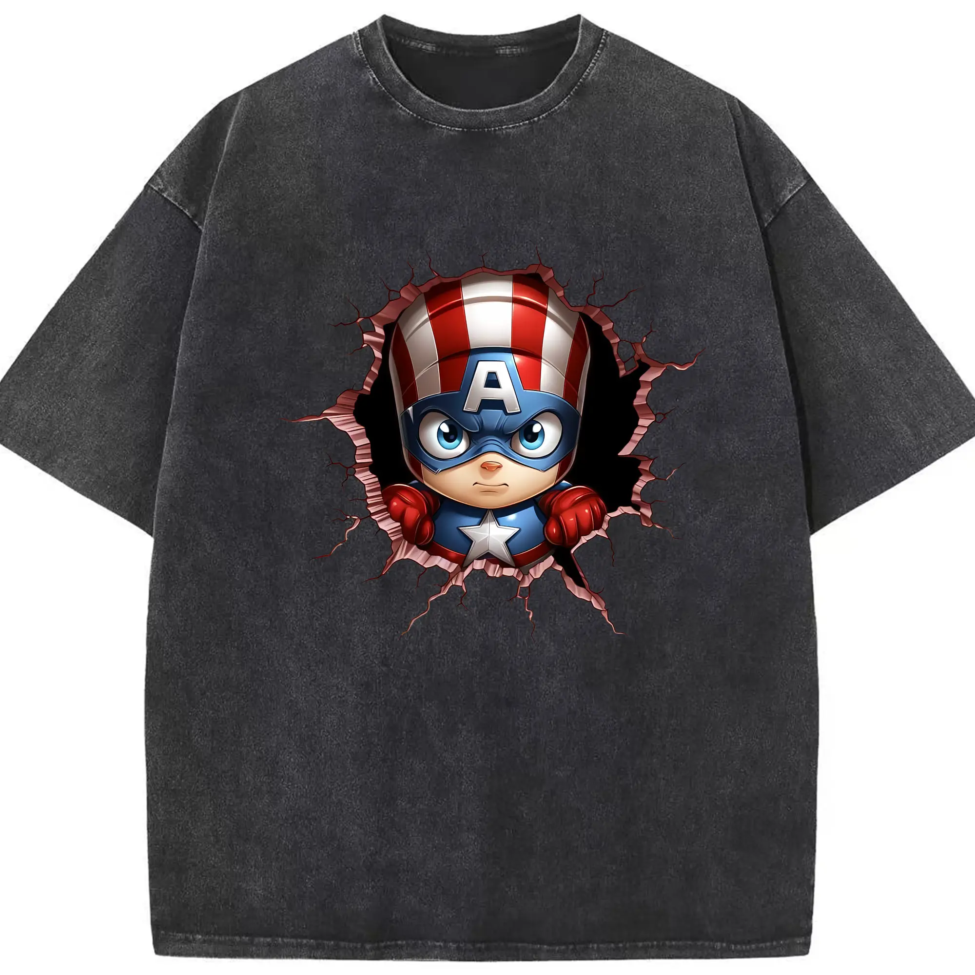 アベンジャーズ (Avenjāzu) グッズ キャプテン・アメリカ（Captain America） - 綿100％ ヴィンテージ風 半袖Tシャツ ・ フロントプリント ・ 柔らか肌触り ・ 通気性 快適 ・ スポーツ カジュアル 外出用