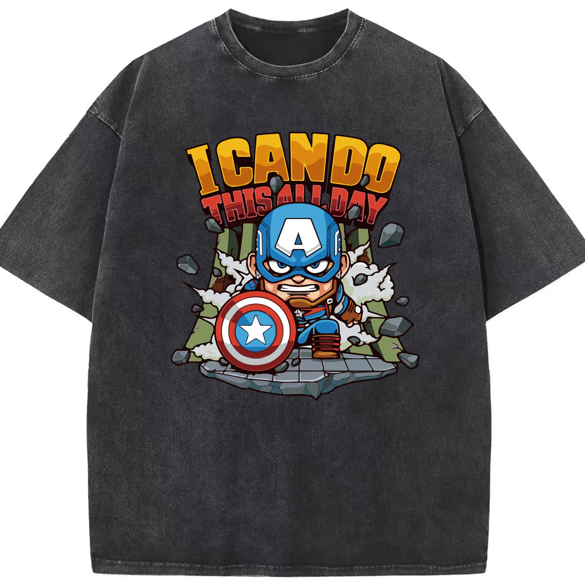 アベンジャーズ (Avenjāzu) グッズ キャプテン・アメリカ（Captain America） - 綿100％ ヴィンテージ風 半袖Tシャツ ・ フロントプリント ・ 柔らか肌触り ・ 通気性 快適 ・ スポーツ カジュアル 外出用