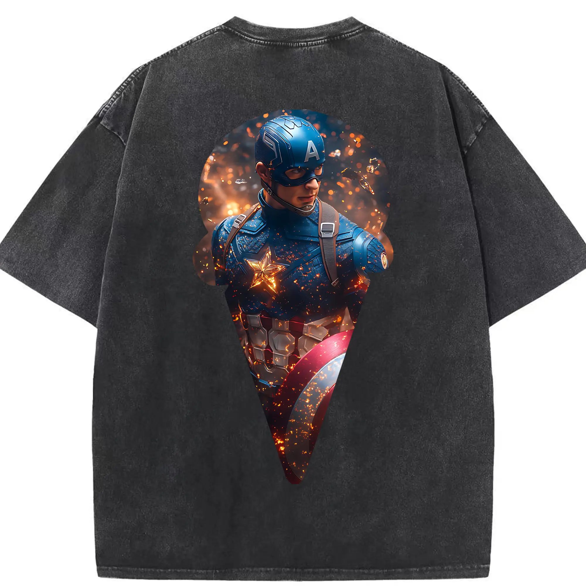 アベンジャーズ (Avenjāzu) グッズ キャプテン・アメリカ（Captain America） - 綿100％ ヴィンテージ風 半袖Tシャツ ・ 背面プリント ・ 柔らか肌触り ・ 通気性 快適 ・ スポーツ カジュアル 外出用