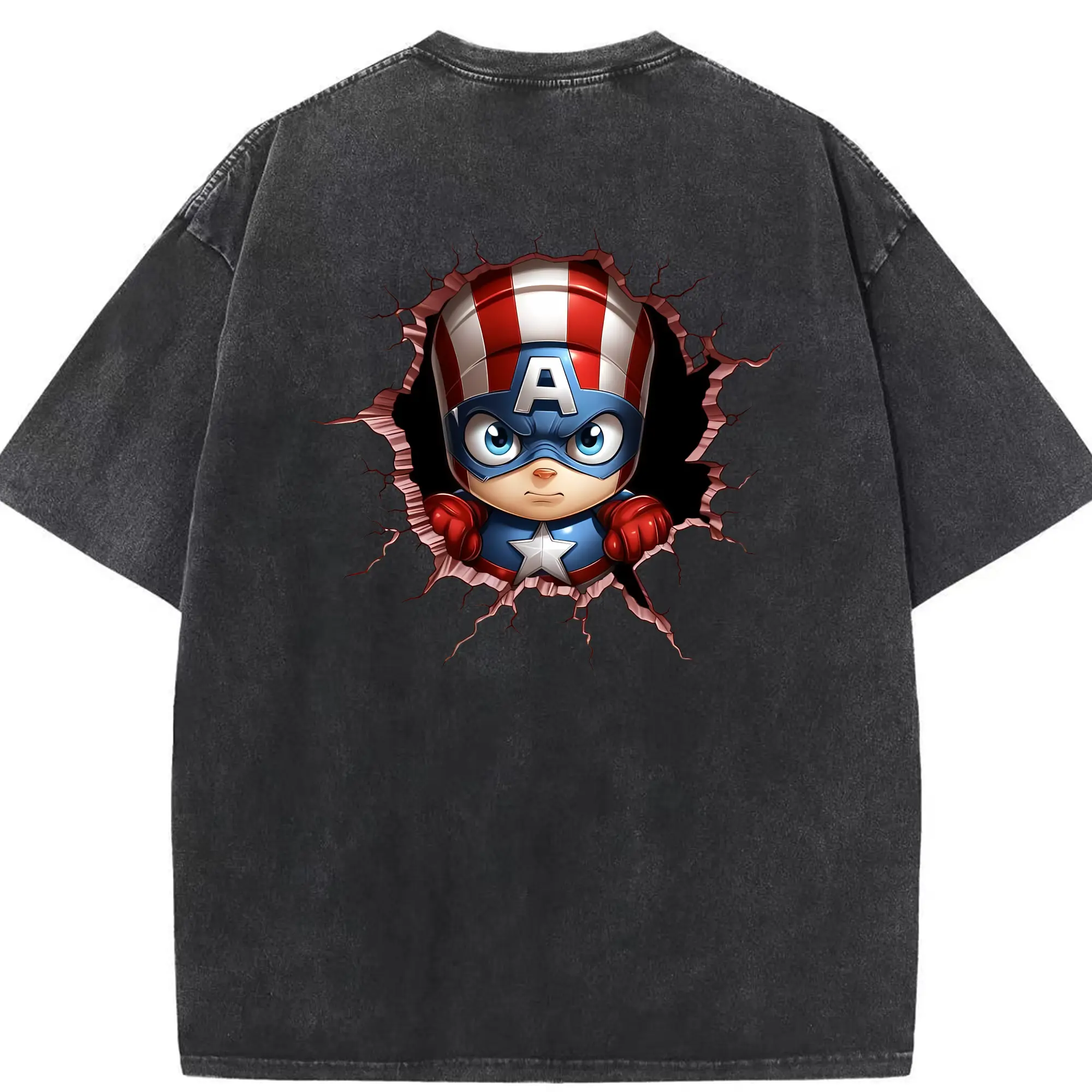 アベンジャーズ (Avenjāzu) グッズ キャプテン・アメリカ（Captain America） - 綿100％ ヴィンテージ風 半袖Tシャツ ・ 背面プリント ・ 柔らか肌触り ・ 通気性 快適 ・ スポーツ カジュアル 外出用
