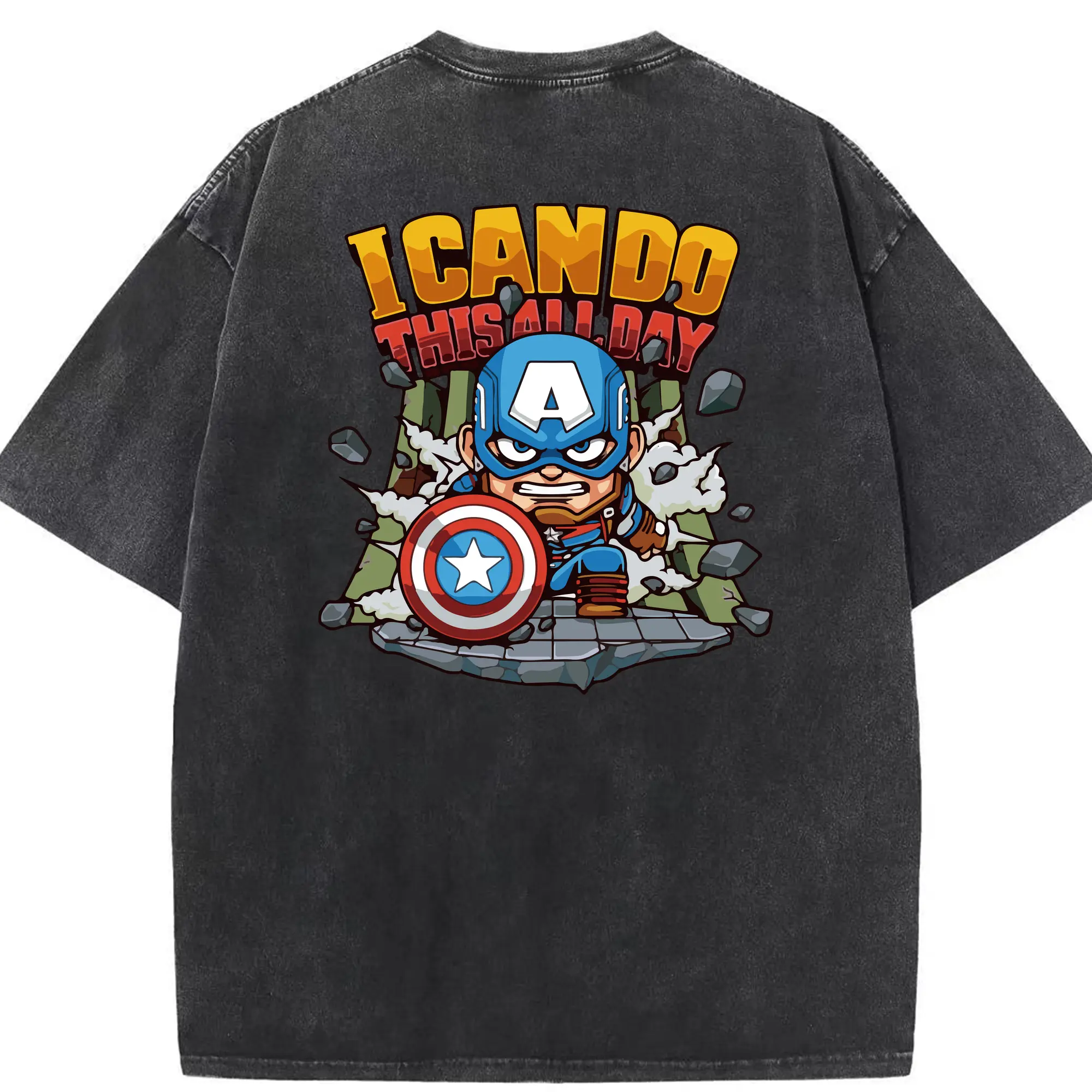 アベンジャーズ (Avenjāzu) グッズ キャプテン・アメリカ（Captain America） - 綿100％ ヴィンテージ風 半袖Tシャツ ・ 背面プリント ・ 柔らか肌触り ・ 通気性 快適 ・ スポーツ カジュアル 外出用