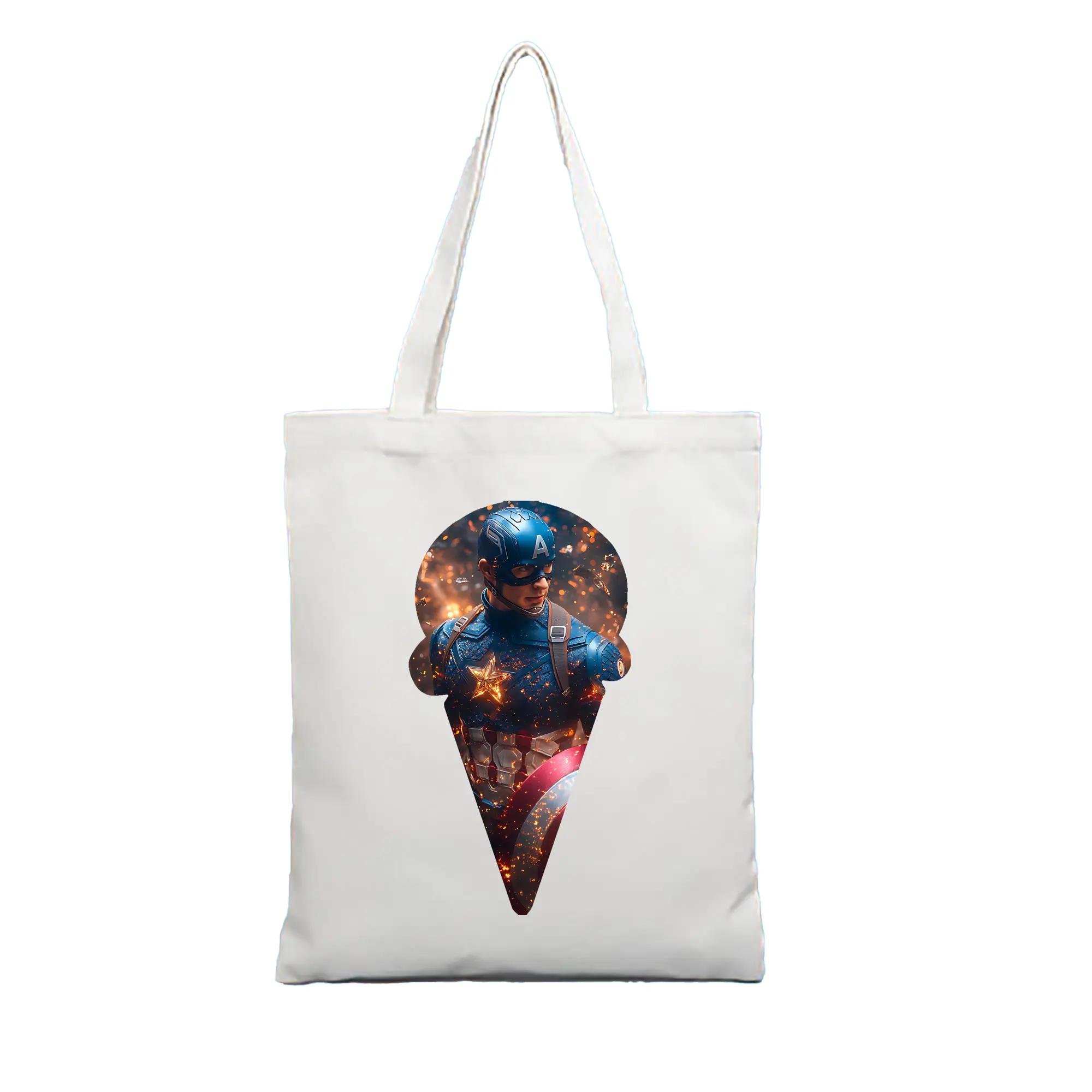 アベンジャーズ (Avenjāzu) グッズ キャプテン・アメリカ（Captain America） - 縦型キャンバス手提げバッグ（トートバッグ） ・ キャンバス素材 ・ ショッピング用 ・ 軽量 丈夫 お手入れ簡単