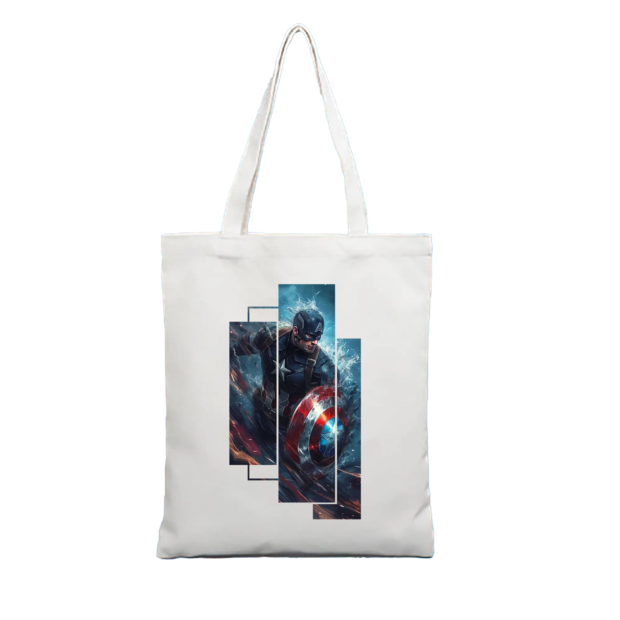 アベンジャーズ (Avenjāzu) グッズ キャプテン・アメリカ（Captain America） - 縦型キャンバス手提げバッグ（トートバッグ） ・ キャンバス素材 ・ ショッピング用 ・ 軽量 丈夫 お手入れ簡単