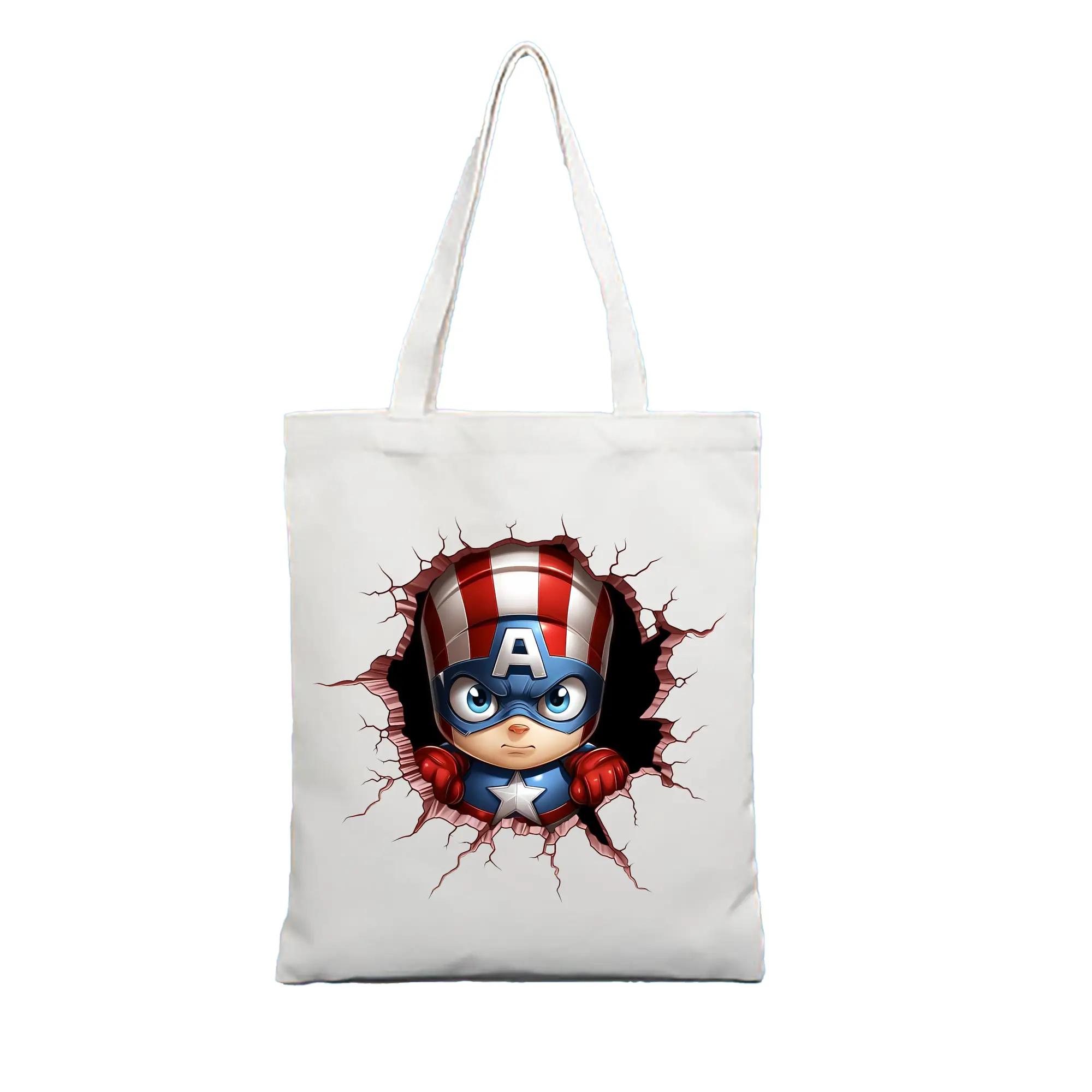 アベンジャーズ (Avenjāzu) グッズ キャプテン・アメリカ（Captain America） - 縦型キャンバス手提げバッグ（トートバッグ） ・ キャンバス素材 ・ ショッピング用 ・ 軽量 丈夫 お手入れ簡単