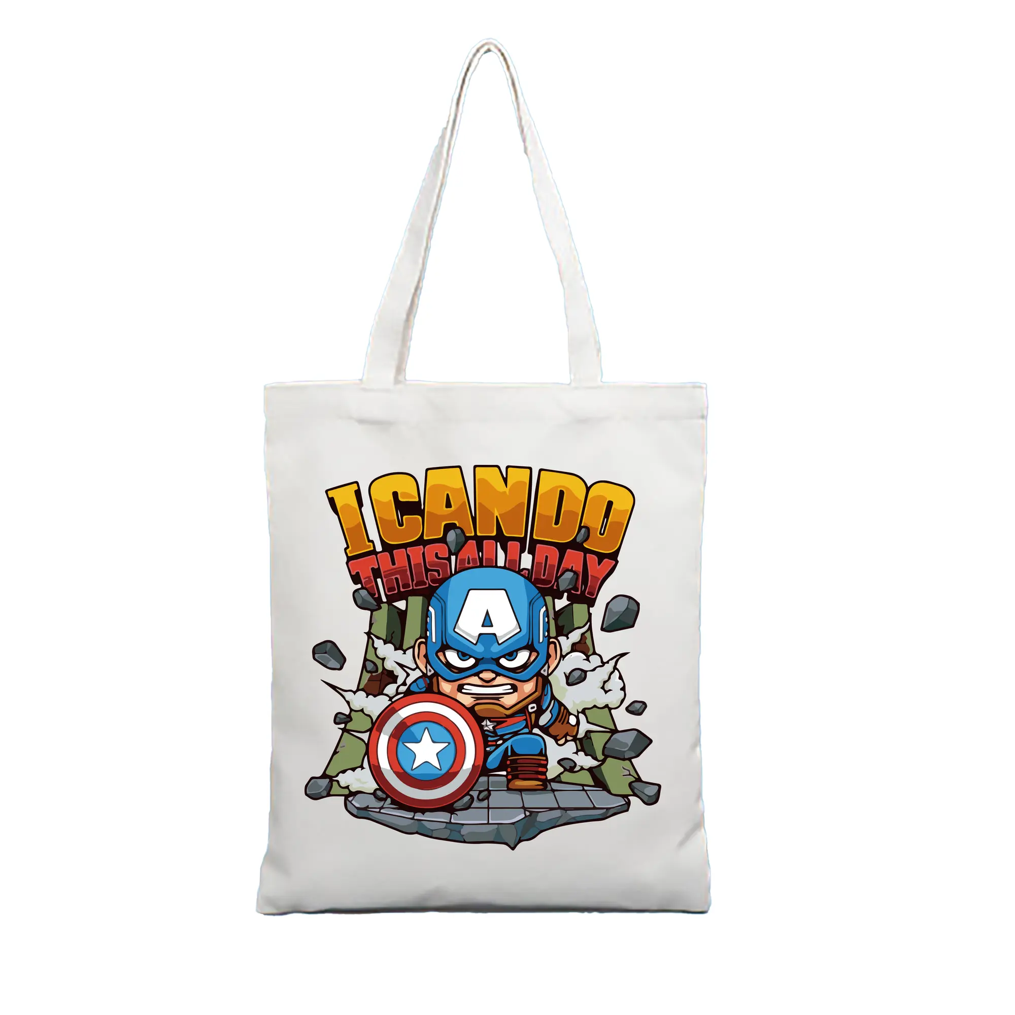 アベンジャーズ (Avenjāzu) グッズ キャプテン・アメリカ（Captain America） - 縦型キャンバス手提げバッグ（トートバッグ） ・ キャンバス素材 ・ ショッピング用 ・ 軽量 丈夫 お手入れ簡単