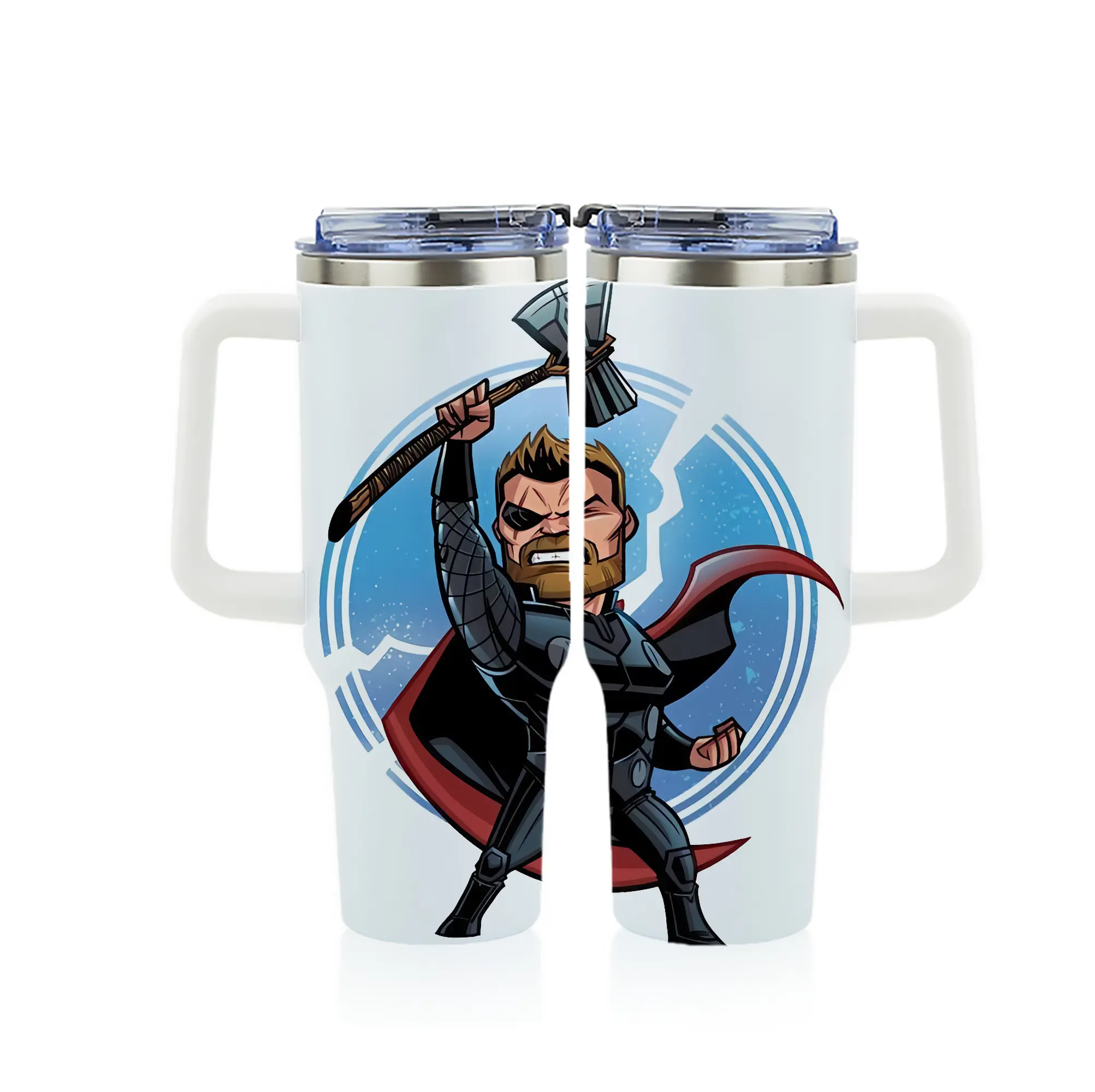 アベンジャーズ (Avenjāzu) グッズ マイティ・ソー（Thor） - 1200mL フルプリント車用タンブラー ・ 304ステンレス 内側 ・ 201ステンレス 外側 ・ 保温 保冷 ・ 通勤 ドライブ アウトドア用