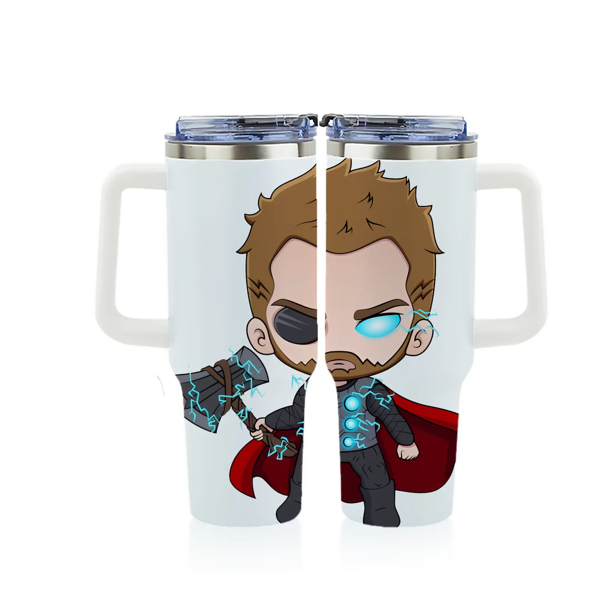 アベンジャーズ (Avenjāzu) グッズ マイティ・ソー（Thor） - 1200mL フルプリント車用タンブラー ・ 304ステンレス 内側 ・ 201ステンレス 外側 ・ 保温 保冷 ・ 通勤 ドライブ アウトドア用