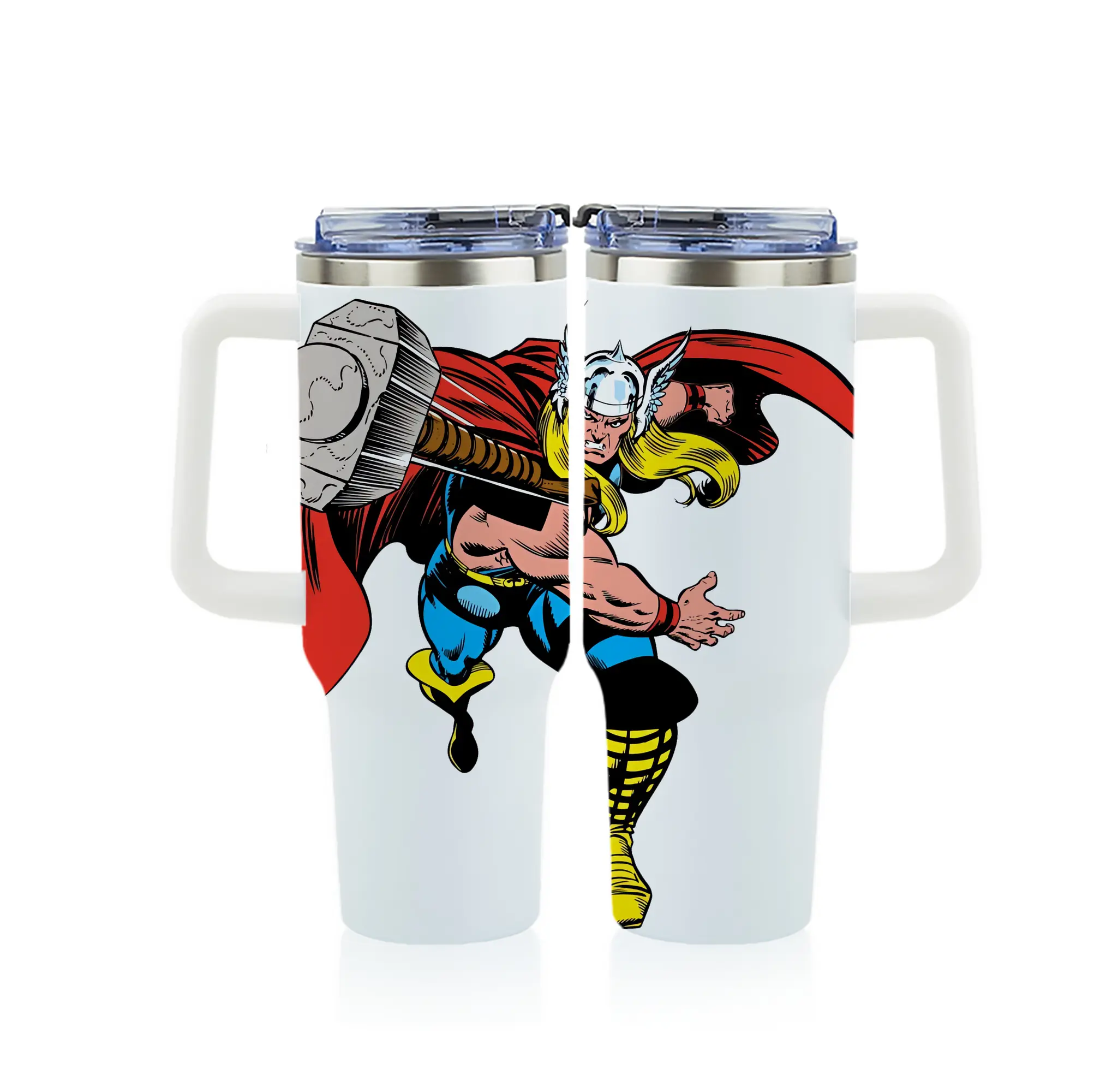 アベンジャーズ (Avenjāzu) グッズ マイティ・ソー（Thor） - 1200mL フルプリント車用タンブラー ・ 304ステンレス 内側 ・ 201ステンレス 外側 ・ 保温 保冷 ・ 通勤 ドライブ アウトドア用