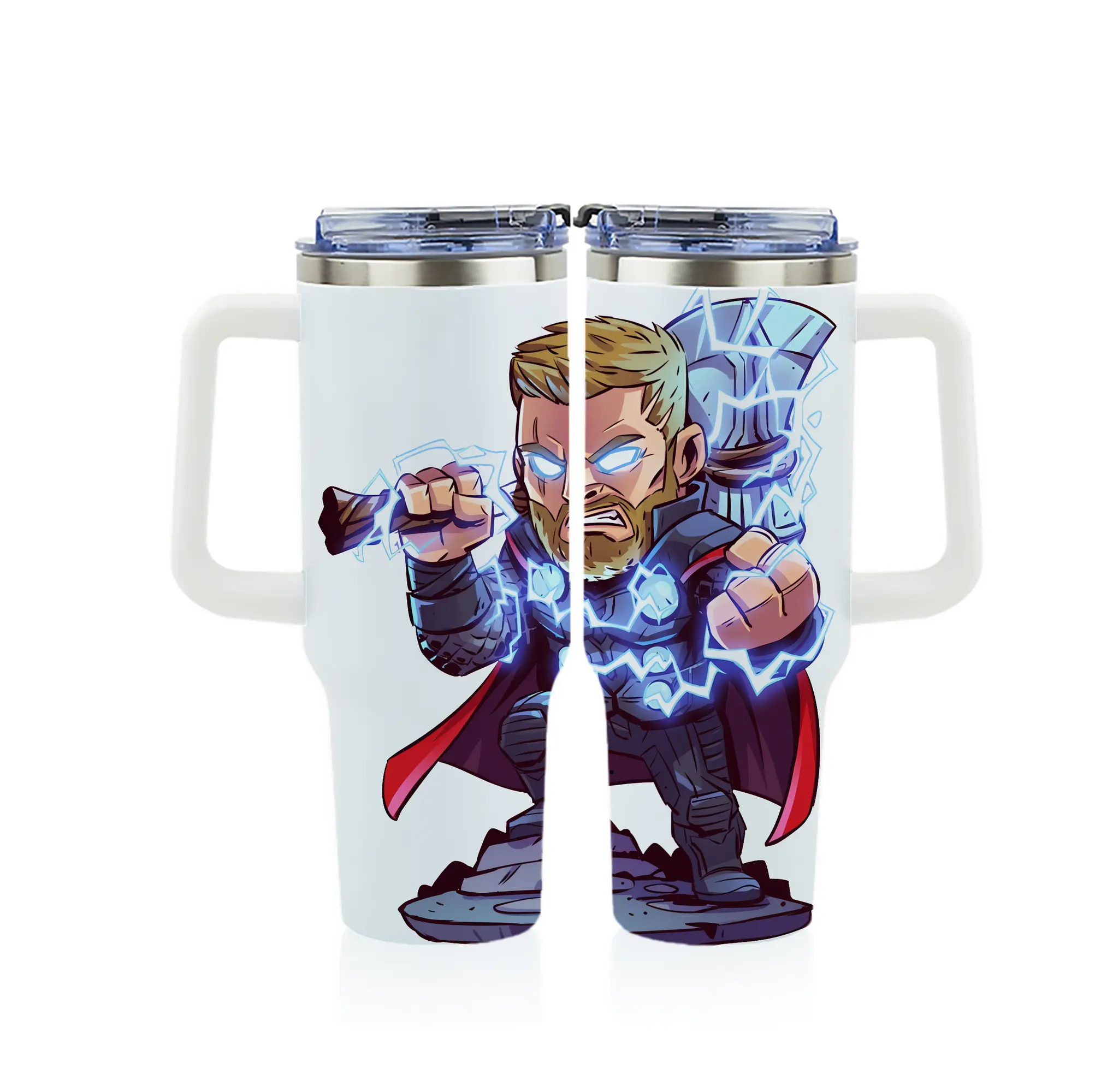 アベンジャーズ (Avenjāzu) グッズ マイティ・ソー（Thor） - 1200mL フルプリント車用タンブラー ・ 304ステンレス 内側 ・ 201ステンレス 外側 ・ 保温 保冷 ・ 通勤 ドライブ アウトドア用