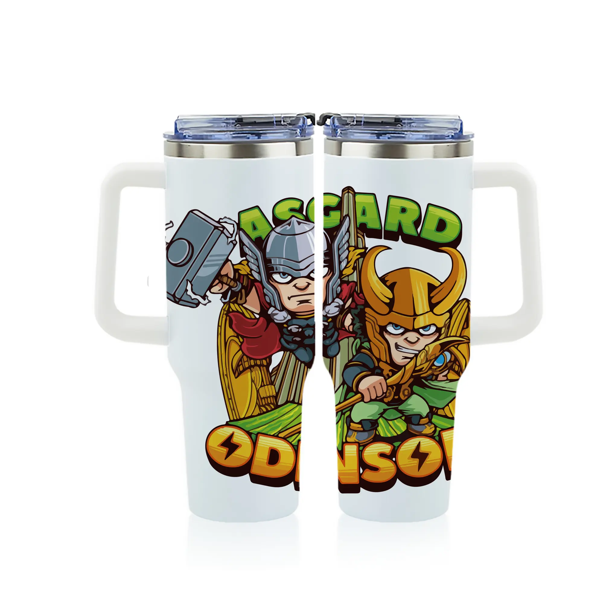 アベンジャーズ (Avenjāzu) グッズ マイティ・ソー（Thor） - 1200mL フルプリント車用タンブラー ・ 304ステンレス 内側 ・ 201ステンレス 外側 ・ 保温 保冷 ・ 通勤 ドライブ アウトドア用