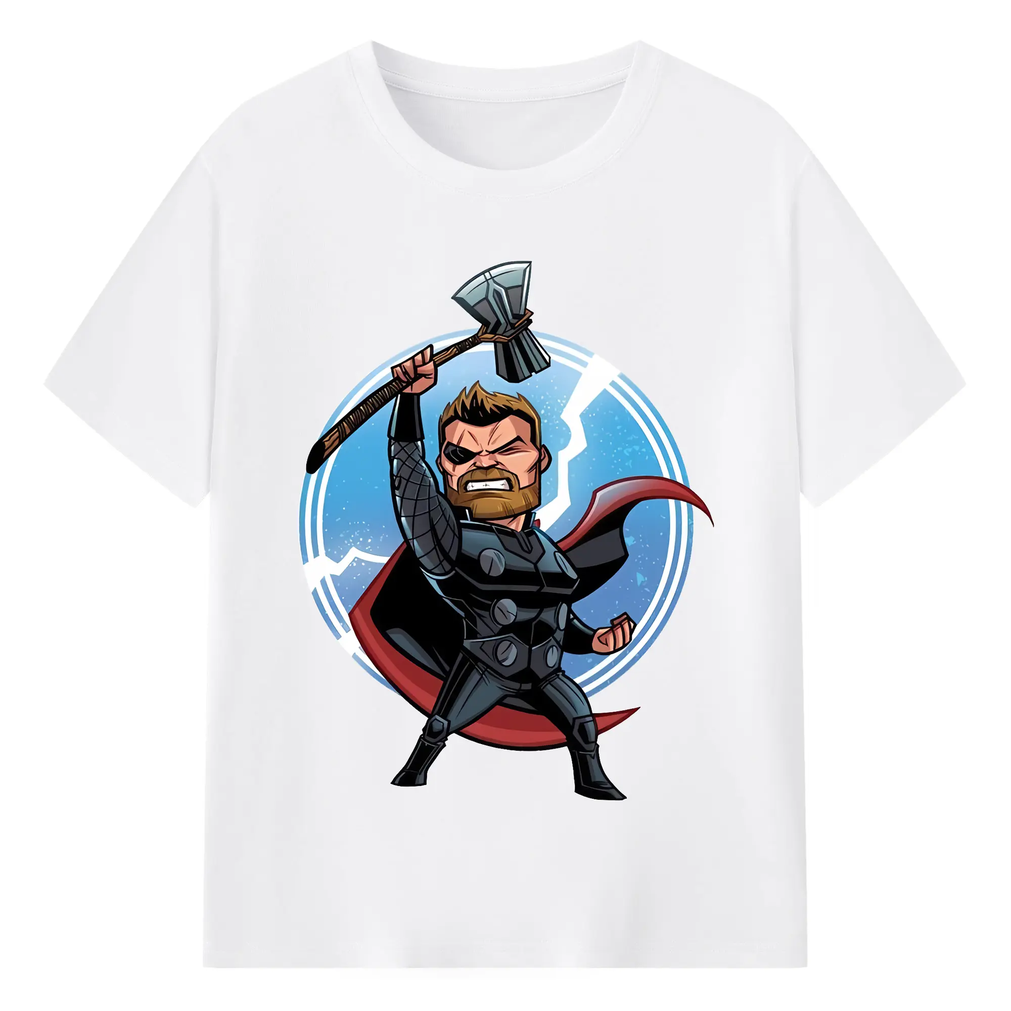 アベンジャーズ (Avenjāzu) グッズ マイティ・ソー（Thor） - 綿100％ 半袖Tシャツ ・ フロントプリント ・ 快適 通気性 ・ 日常使い 散歩 スポーツ用