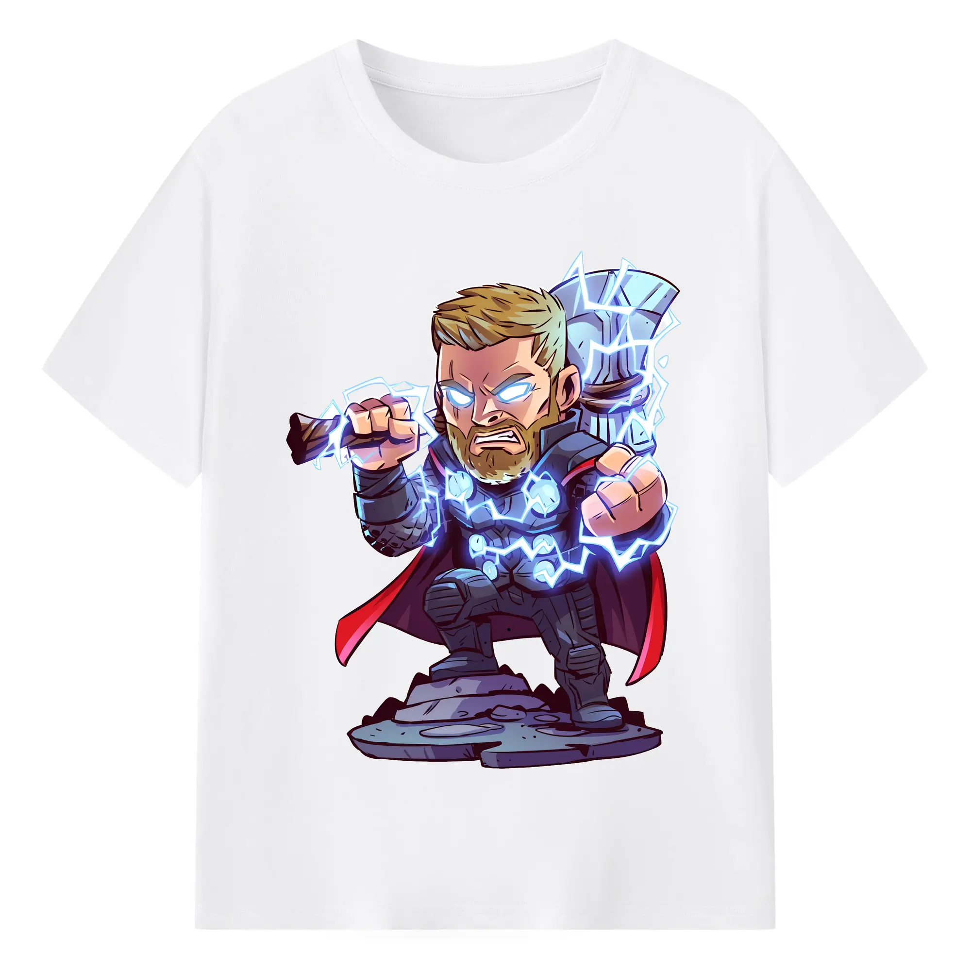 アベンジャーズ (Avenjāzu) グッズ マイティ・ソー（Thor） - 綿100％ 半袖Tシャツ ・ フロントプリント ・ 快適 通気性 ・ 日常使い 散歩 スポーツ用
