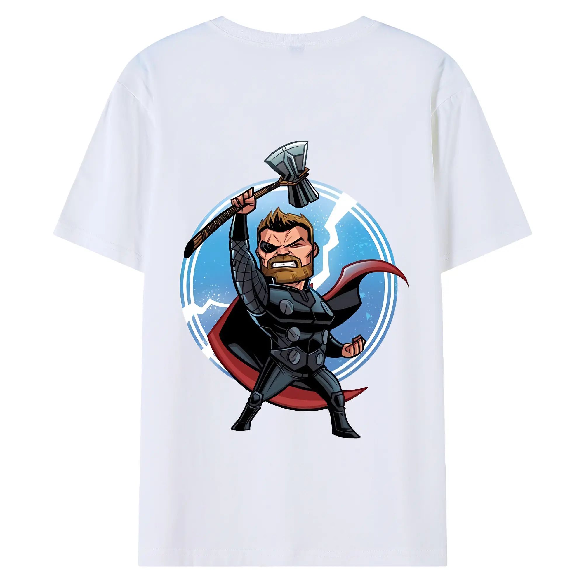 アベンジャーズ (Avenjāzu) グッズ マイティ・ソー（Thor） - 綿100％ 半袖Tシャツ ・ バックプリント ・ 快適 通気性 ・ 日常使い 散歩 スポーツ用