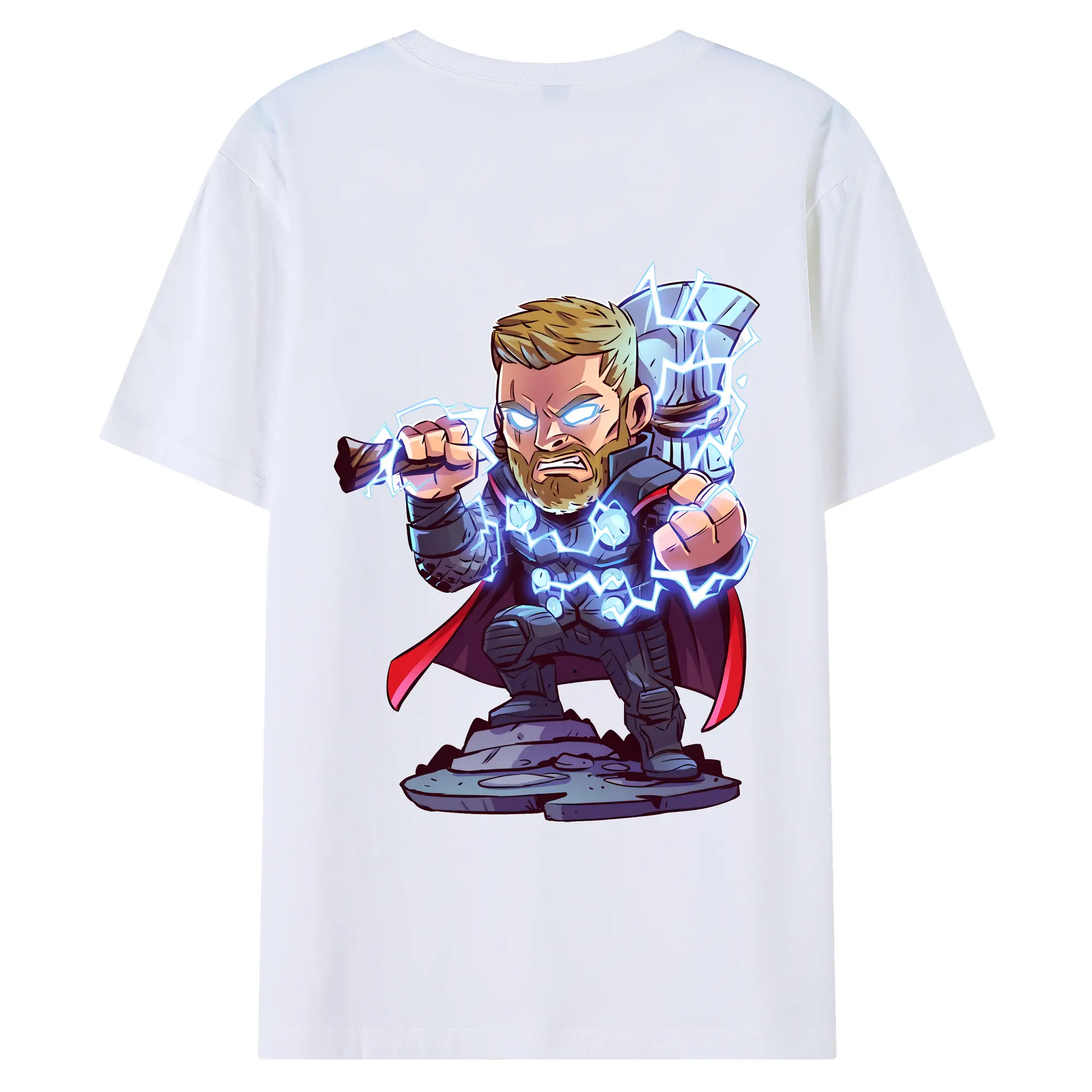 アベンジャーズ (Avenjāzu) グッズ マイティ・ソー（Thor） - 綿100％ 半袖Tシャツ ・ バックプリント ・ 快適 通気性 ・ 日常使い 散歩 スポーツ用
