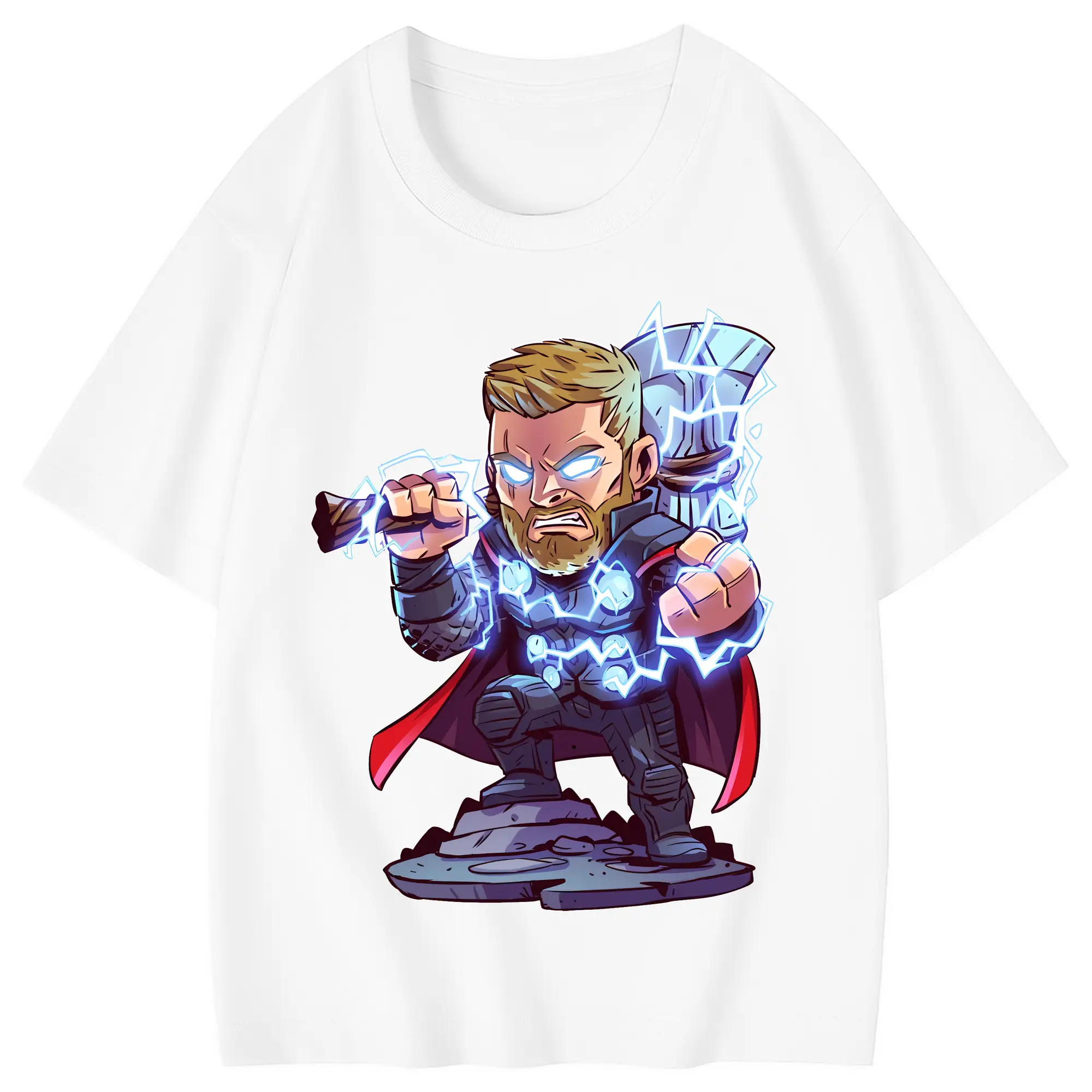 アベンジャーズ (Avenjāzu) グッズ マイティ・ソー（Thor） - 綿100％ キッズTシャツ ・ フロントプリント ・ 快適 通気性 ・ スポーツ カジュアル 散歩用