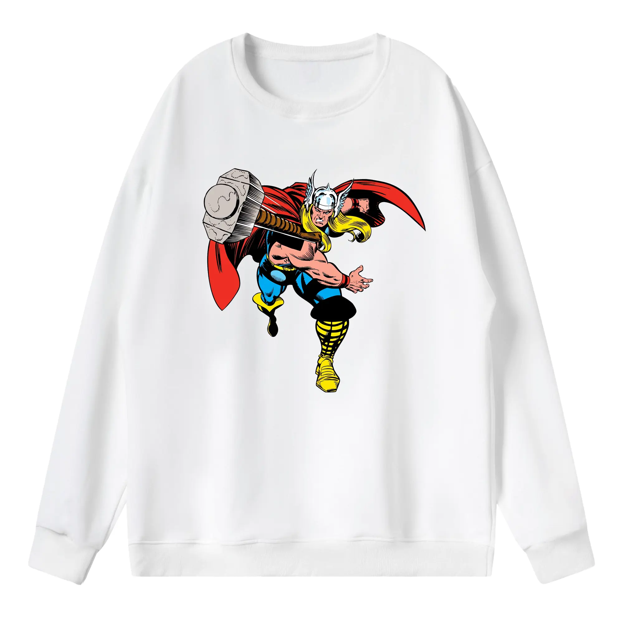 アベンジャーズ (Avenjāzu) グッズ マイティ・ソー（Thor） - 薄手 クルーネック スウェット 裏毛260g · ポリエステル 春秋向け カジュアル 男女兼用 · トレーナー デイリー スポーツ 散歩に最適