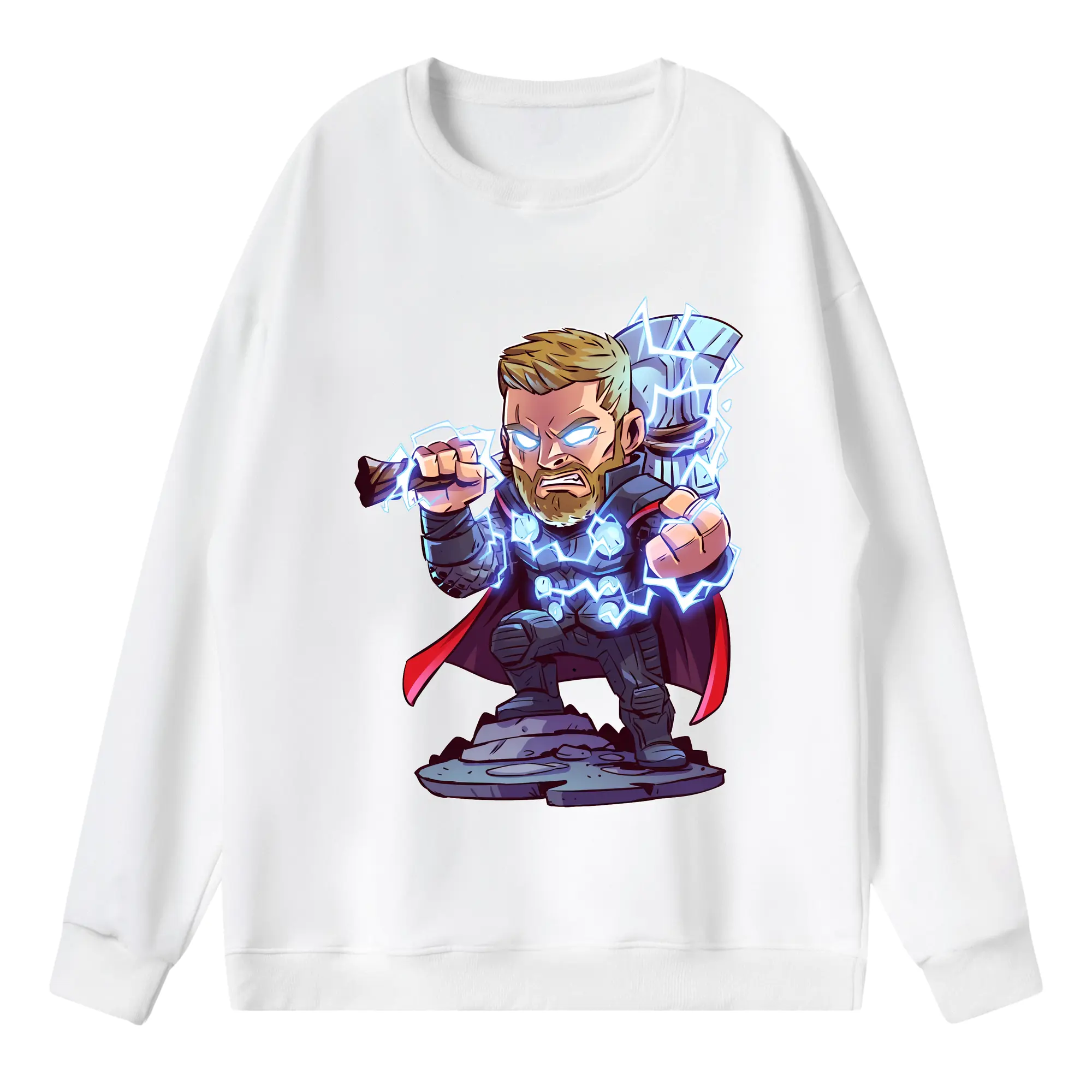 アベンジャーズ (Avenjāzu) グッズ マイティ・ソー（Thor） - 薄手 クルーネック スウェット 裏毛260g · ポリエステル 春秋向け カジュアル 男女兼用 · トレーナー デイリー スポーツ 散歩に最適