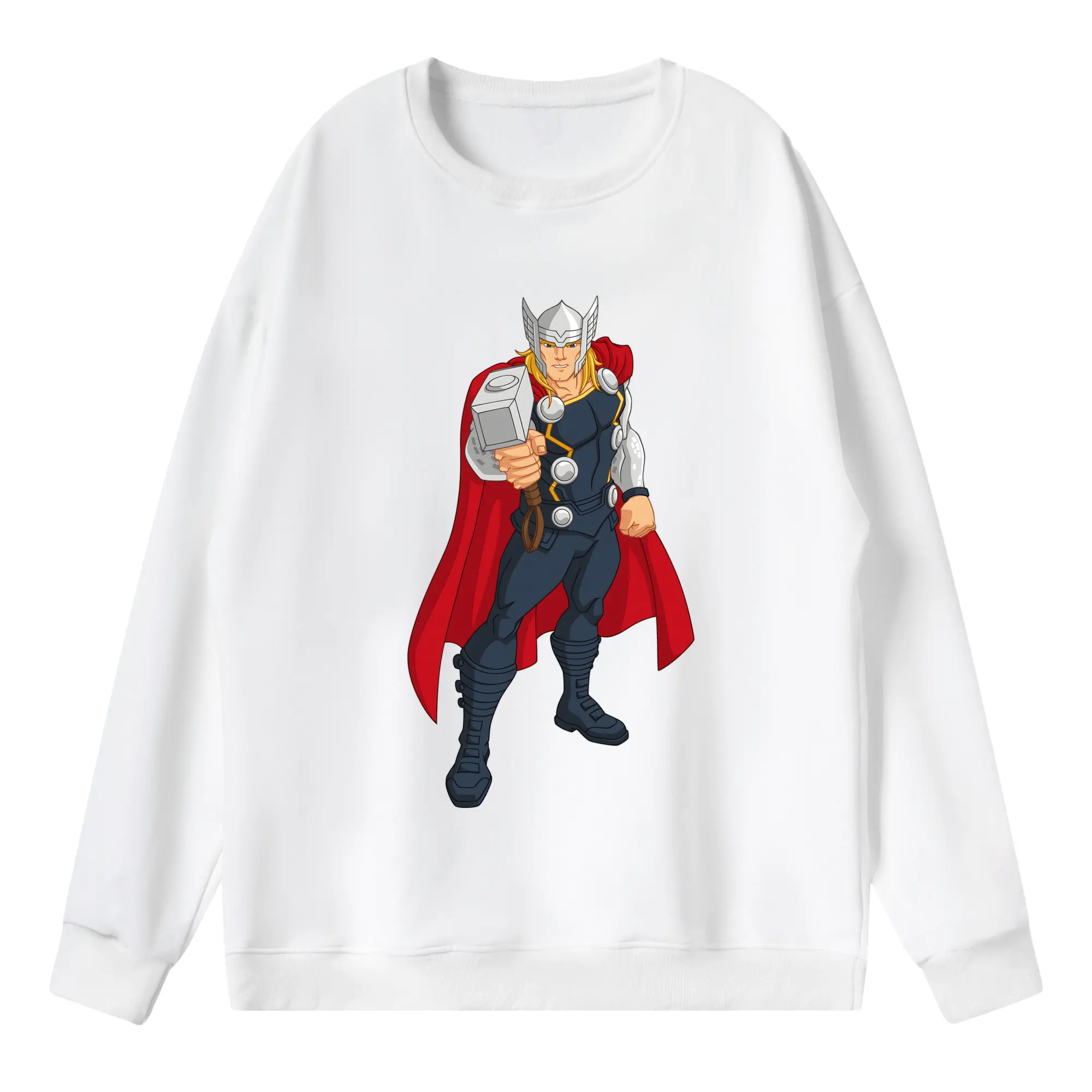 アベンジャーズ (Avenjāzu) グッズ マイティ・ソー（Thor） - 薄手 クルーネック スウェット 裏毛260g · ポリエステル 春秋向け カジュアル 男女兼用 · トレーナー デイリー スポーツ 散歩に最適