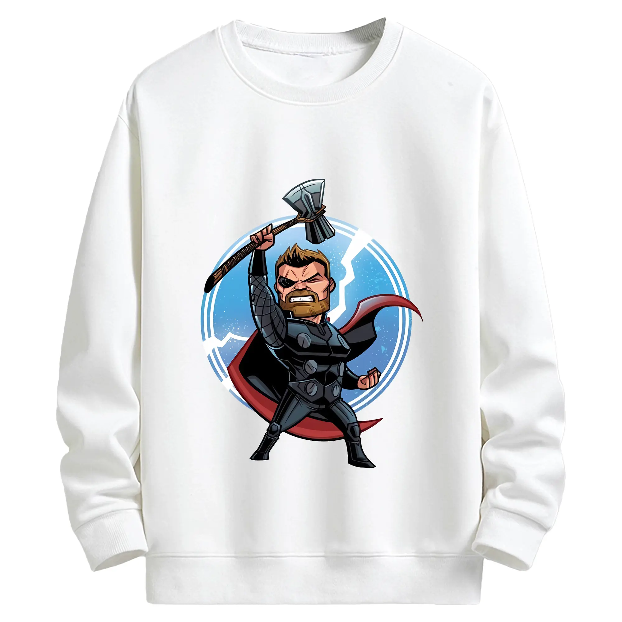 アベンジャーズ (Avenjāzu) グッズ マイティ・ソー（Thor） - キッズ クルーネックスウェットシャツ ・ フロントプリント ・ 綿80％ ポリエステル20％ ・ 快適 通学 スポーツ 日常使い お散歩用