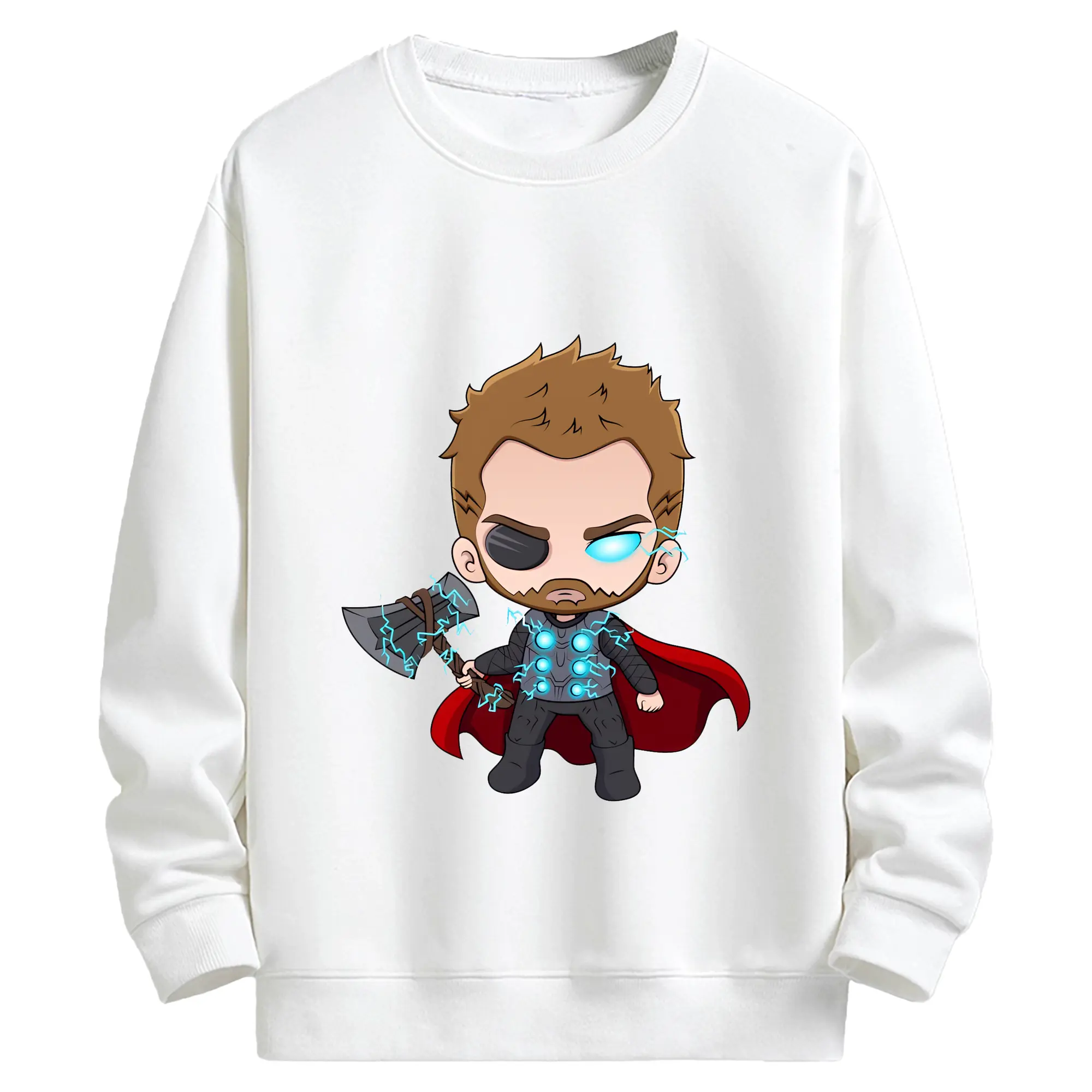 アベンジャーズ (Avenjāzu) グッズ マイティ・ソー（Thor） - キッズ クルーネックスウェットシャツ ・ フロントプリント ・ 綿80％ ポリエステル20％ ・ 快適 通学 スポーツ 日常使い お散歩用