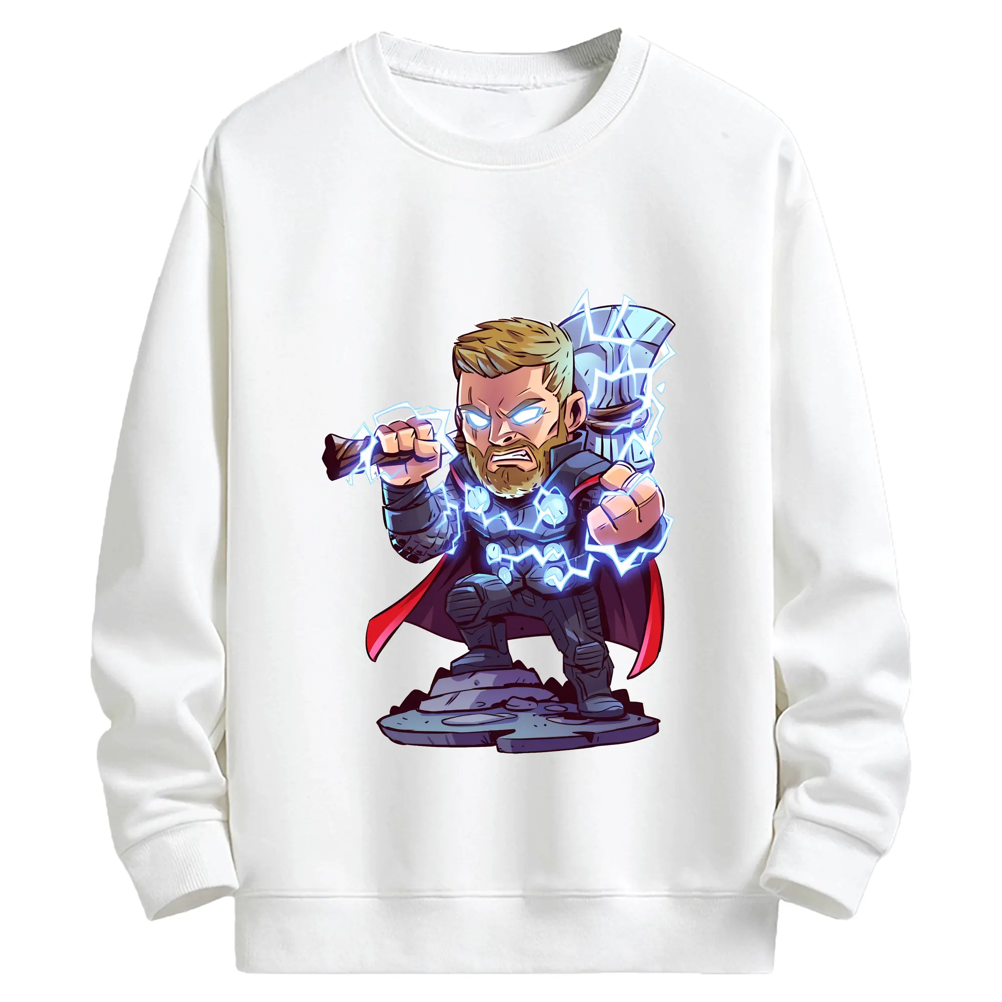 アベンジャーズ (Avenjāzu) グッズ マイティ・ソー（Thor） - キッズ クルーネックスウェットシャツ ・ フロントプリント ・ 綿80％ ポリエステル20％ ・ 快適 通学 スポーツ 日常使い お散歩用