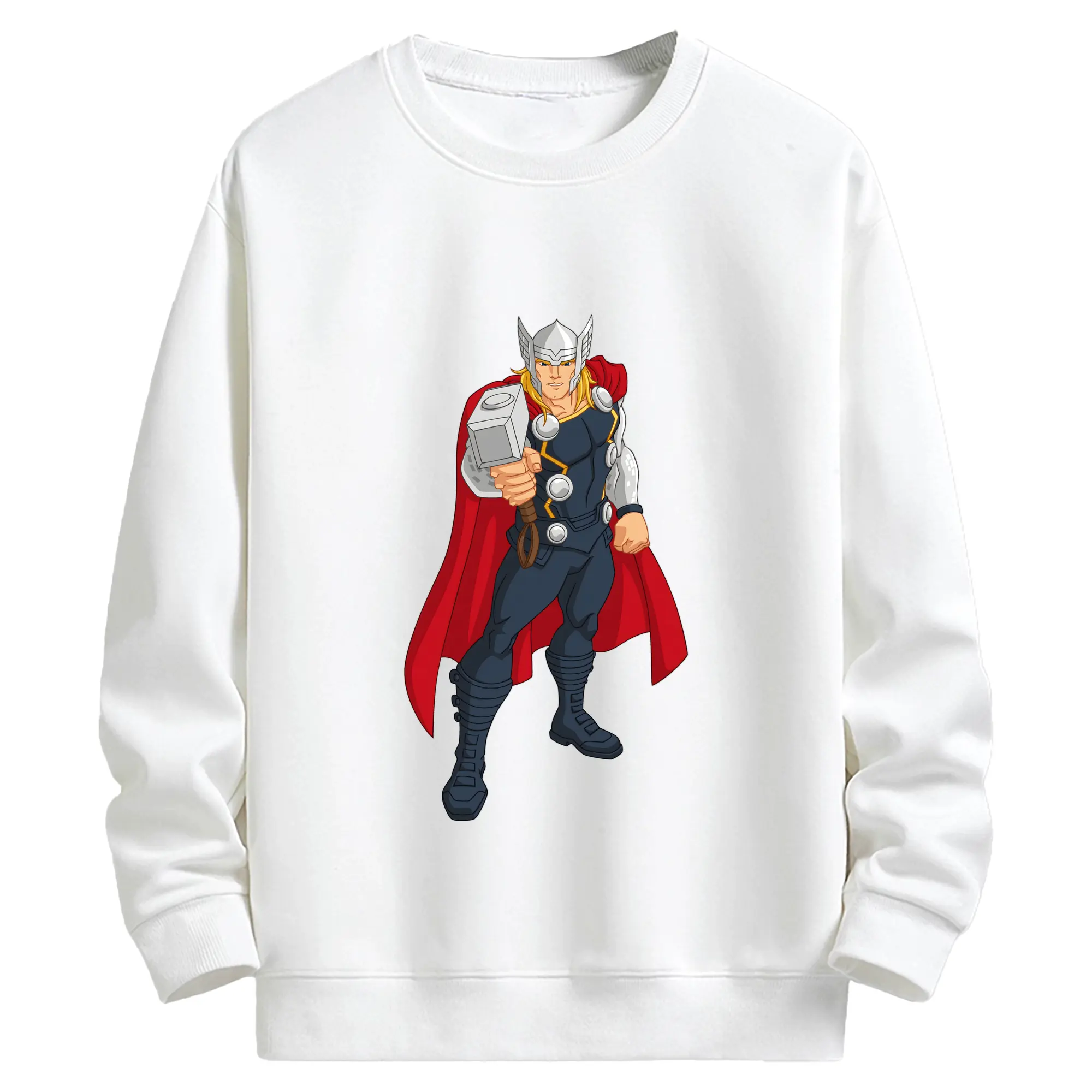 アベンジャーズ (Avenjāzu) グッズ マイティ・ソー（Thor） - キッズ クルーネックスウェットシャツ ・ フロントプリント ・ 綿80％ ポリエステル20％ ・ 快適 通学 スポーツ 日常使い お散歩用