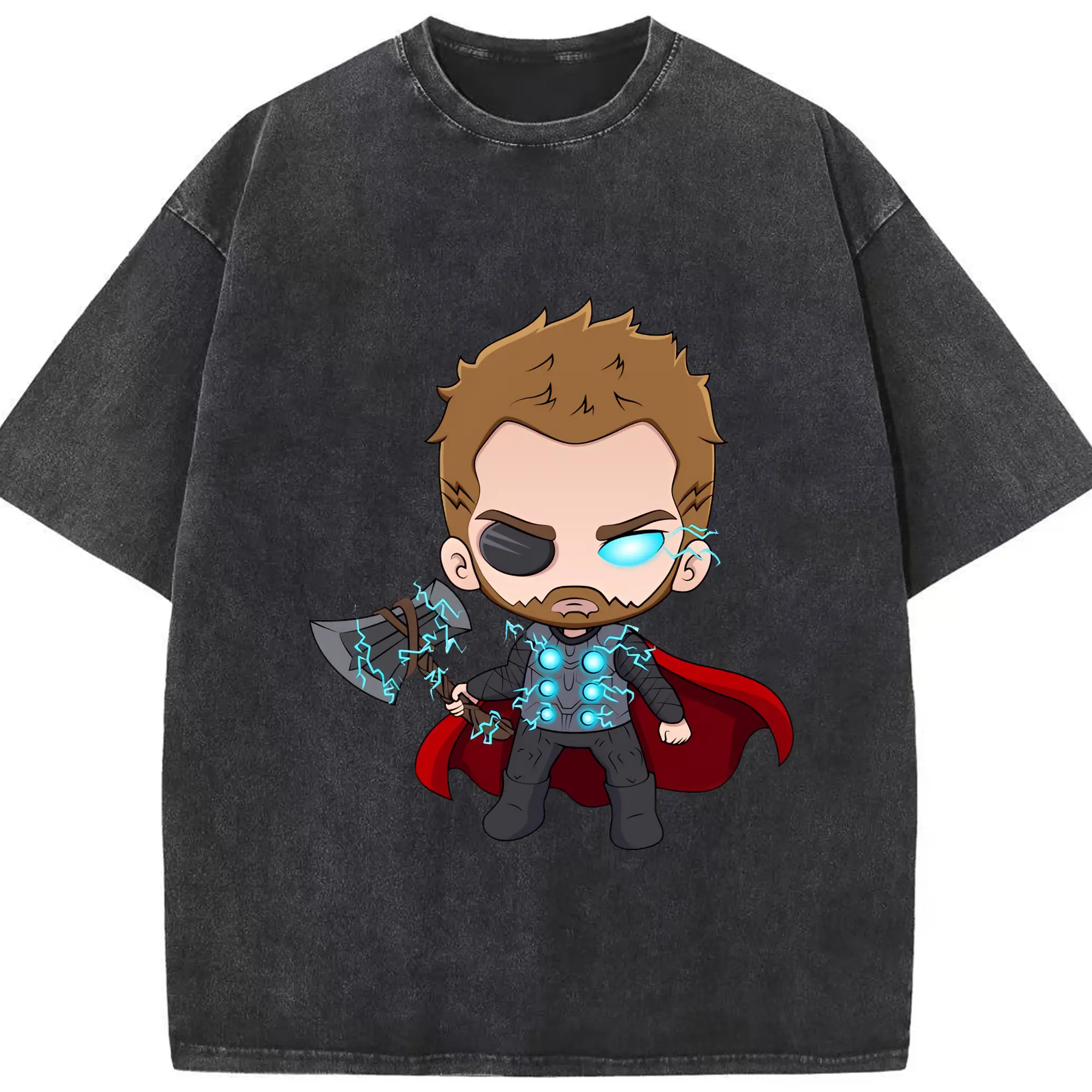 アベンジャーズ (Avenjāzu) グッズ マイティ・ソー（Thor） - 綿100％ ヴィンテージ風 半袖Tシャツ ・ フロントプリント ・ 柔らか肌触り ・ 通気性 快適 ・ スポーツ カジュアル 外出用