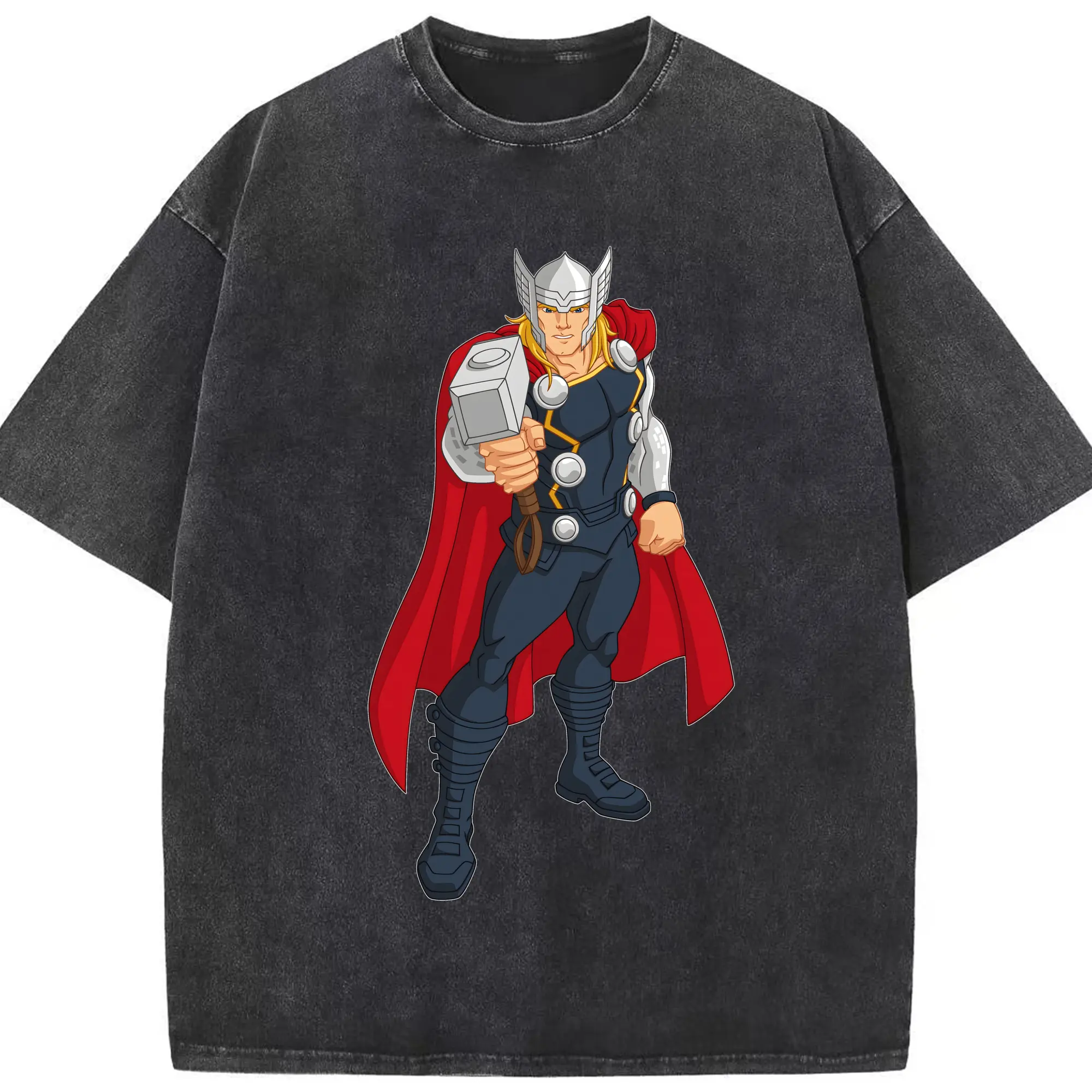 アベンジャーズ (Avenjāzu) グッズ マイティ・ソー（Thor） - 綿100％ ヴィンテージ風 半袖Tシャツ ・ フロントプリント ・ 柔らか肌触り ・ 通気性 快適 ・ スポーツ カジュアル 外出用
