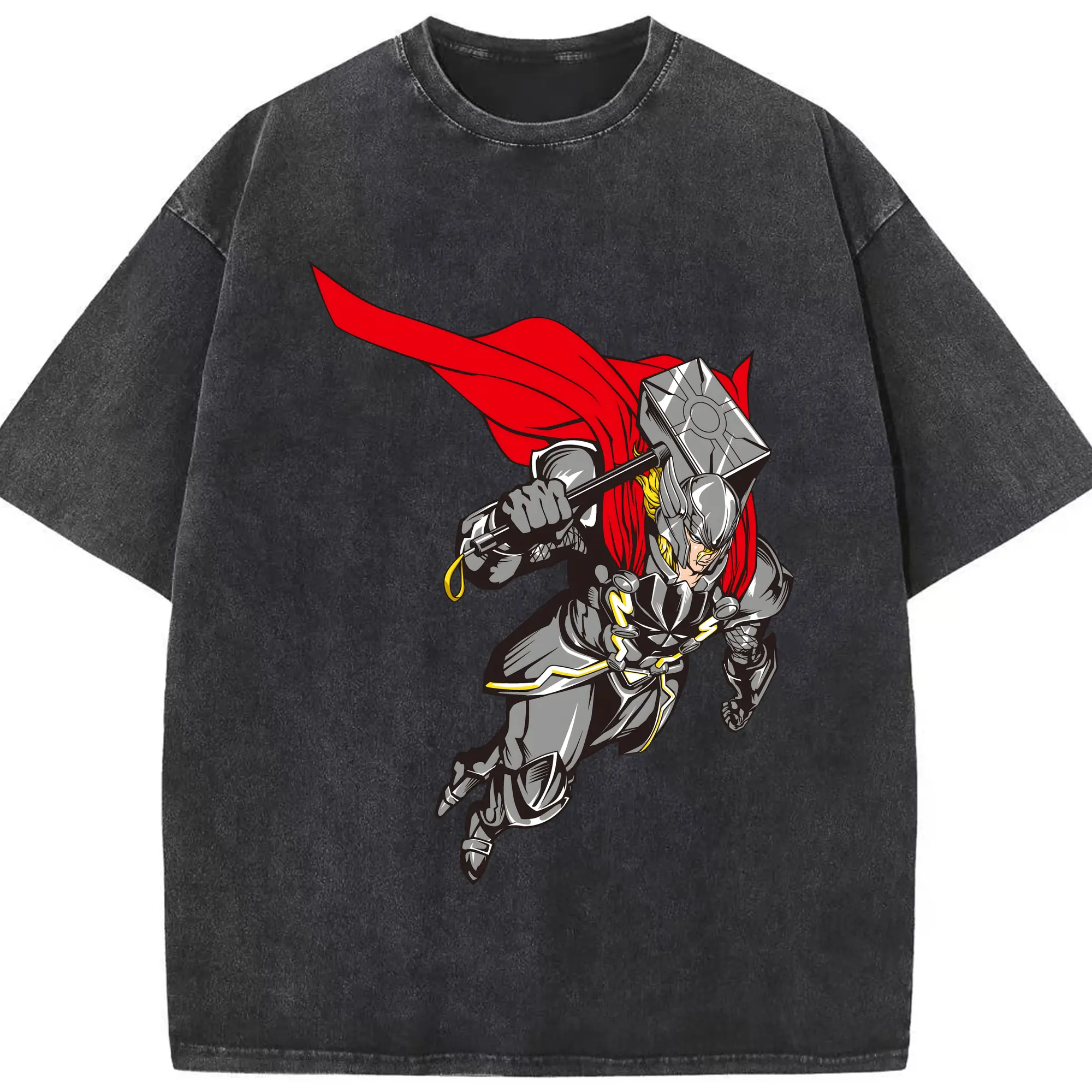 アベンジャーズ (Avenjāzu) グッズ マイティ・ソー（Thor） - 綿100％ ヴィンテージ風 半袖Tシャツ ・ フロントプリント ・ 柔らか肌触り ・ 通気性 快適 ・ スポーツ カジュアル 外出用