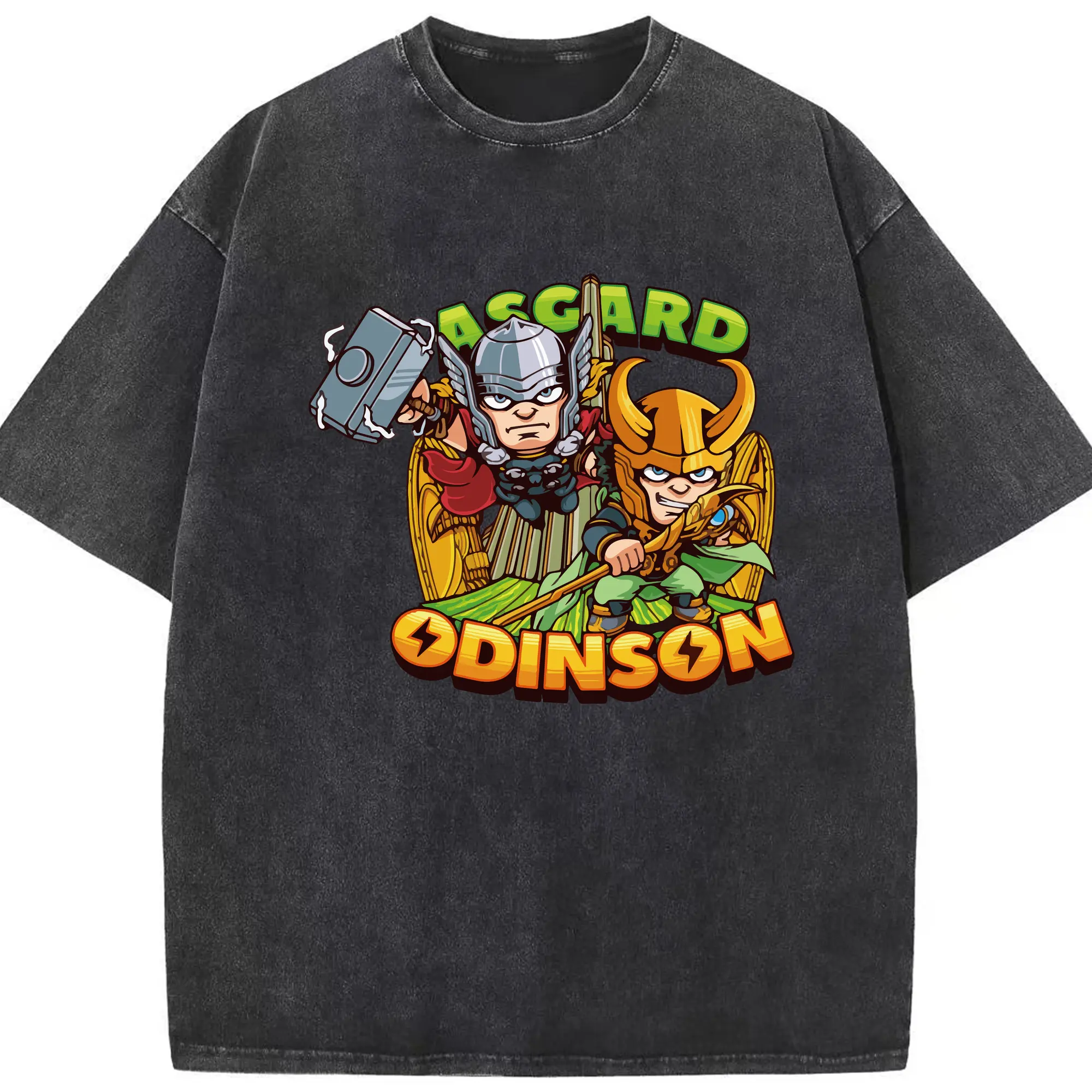 アベンジャーズ (Avenjāzu) グッズ マイティ・ソー（Thor） - 綿100％ ヴィンテージ風 半袖Tシャツ ・ フロントプリント ・ 柔らか肌触り ・ 通気性 快適 ・ スポーツ カジュアル 外出用