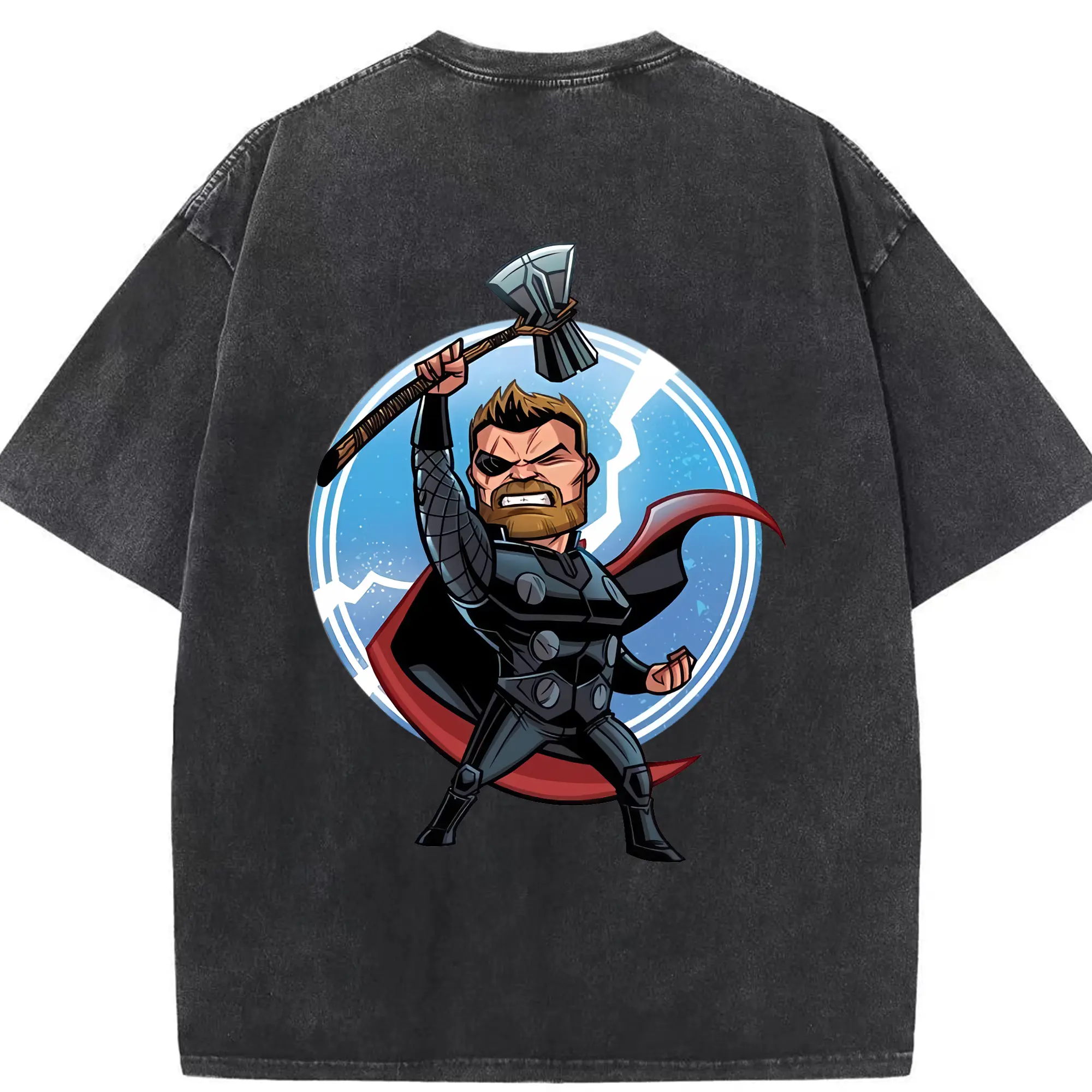 アベンジャーズ (Avenjāzu) グッズ マイティ・ソー（Thor） - 綿100％ ヴィンテージ風 半袖Tシャツ ・ 背面プリント ・ 柔らか肌触り ・ 通気性 快適 ・ スポーツ カジュアル 外出用