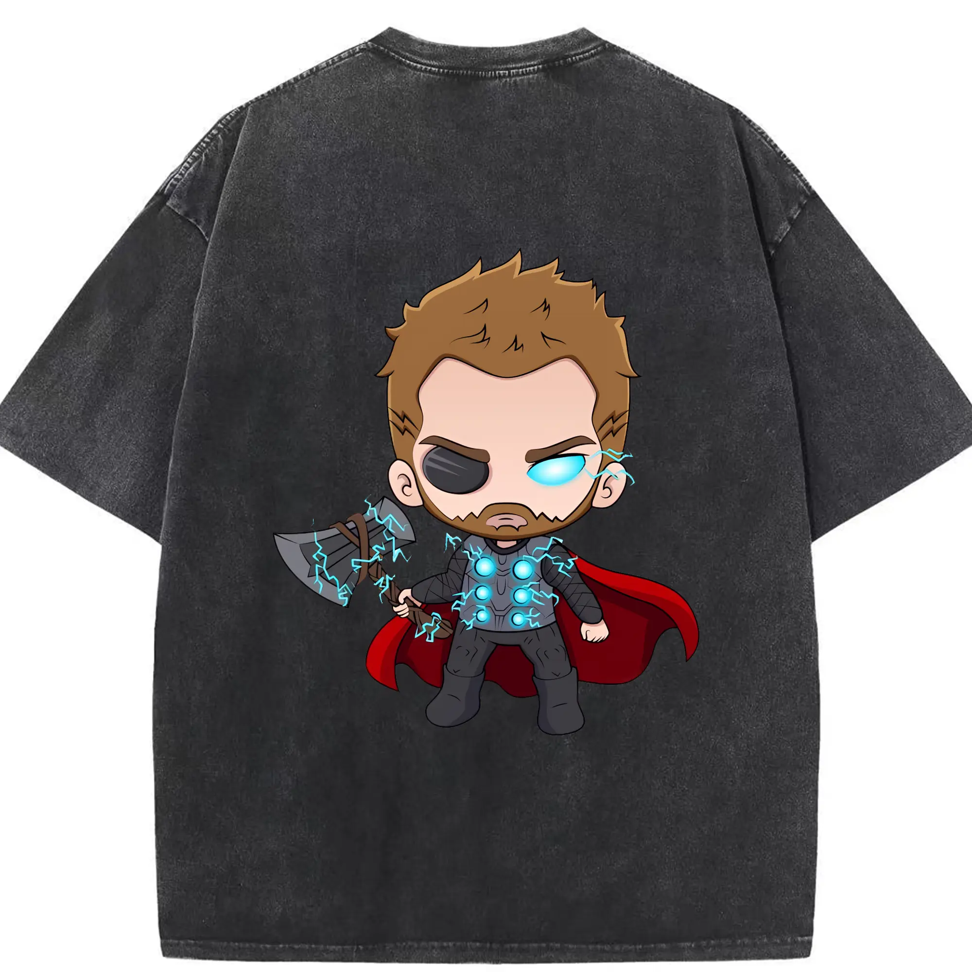 アベンジャーズ (Avenjāzu) グッズ マイティ・ソー（Thor） - 綿100％ ヴィンテージ風 半袖Tシャツ ・ 背面プリント ・ 柔らか肌触り ・ 通気性 快適 ・ スポーツ カジュアル 外出用