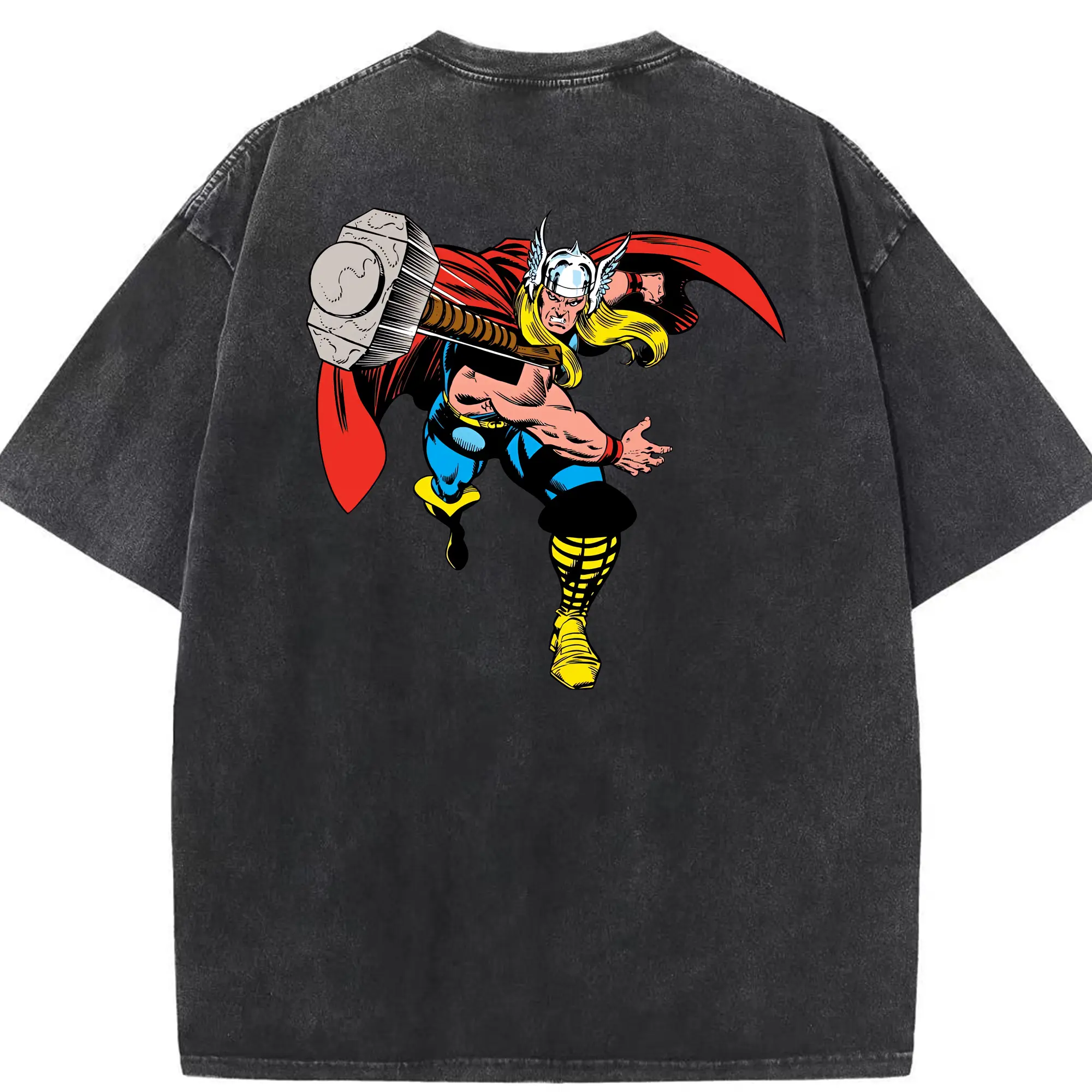 アベンジャーズ (Avenjāzu) グッズ マイティ・ソー（Thor） - 綿100％ ヴィンテージ風 半袖Tシャツ ・ 背面プリント ・ 柔らか肌触り ・ 通気性 快適 ・ スポーツ カジュアル 外出用