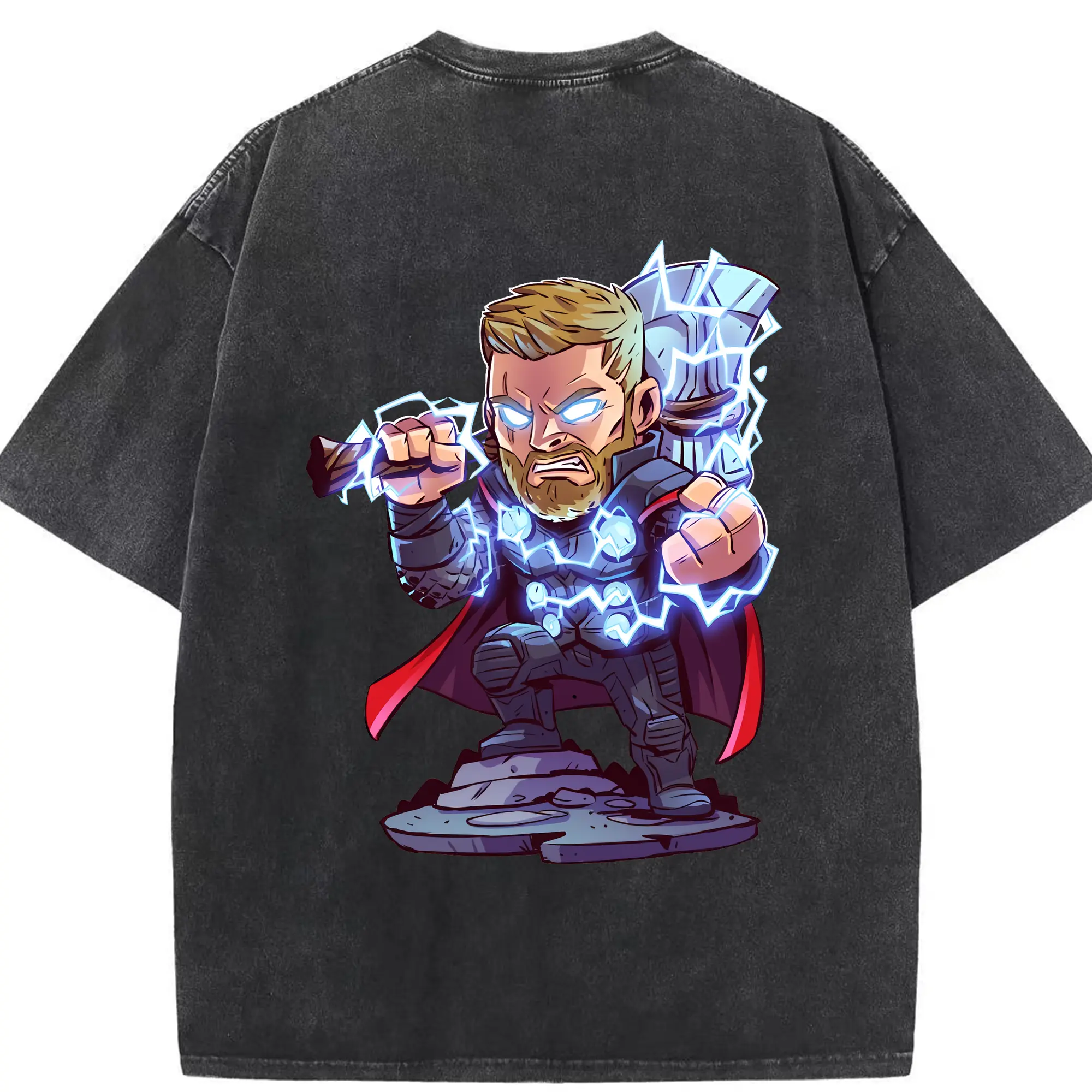 アベンジャーズ (Avenjāzu) グッズ マイティ・ソー（Thor） - 綿100％ ヴィンテージ風 半袖Tシャツ ・ 背面プリント ・ 柔らか肌触り ・ 通気性 快適 ・ スポーツ カジュアル 外出用