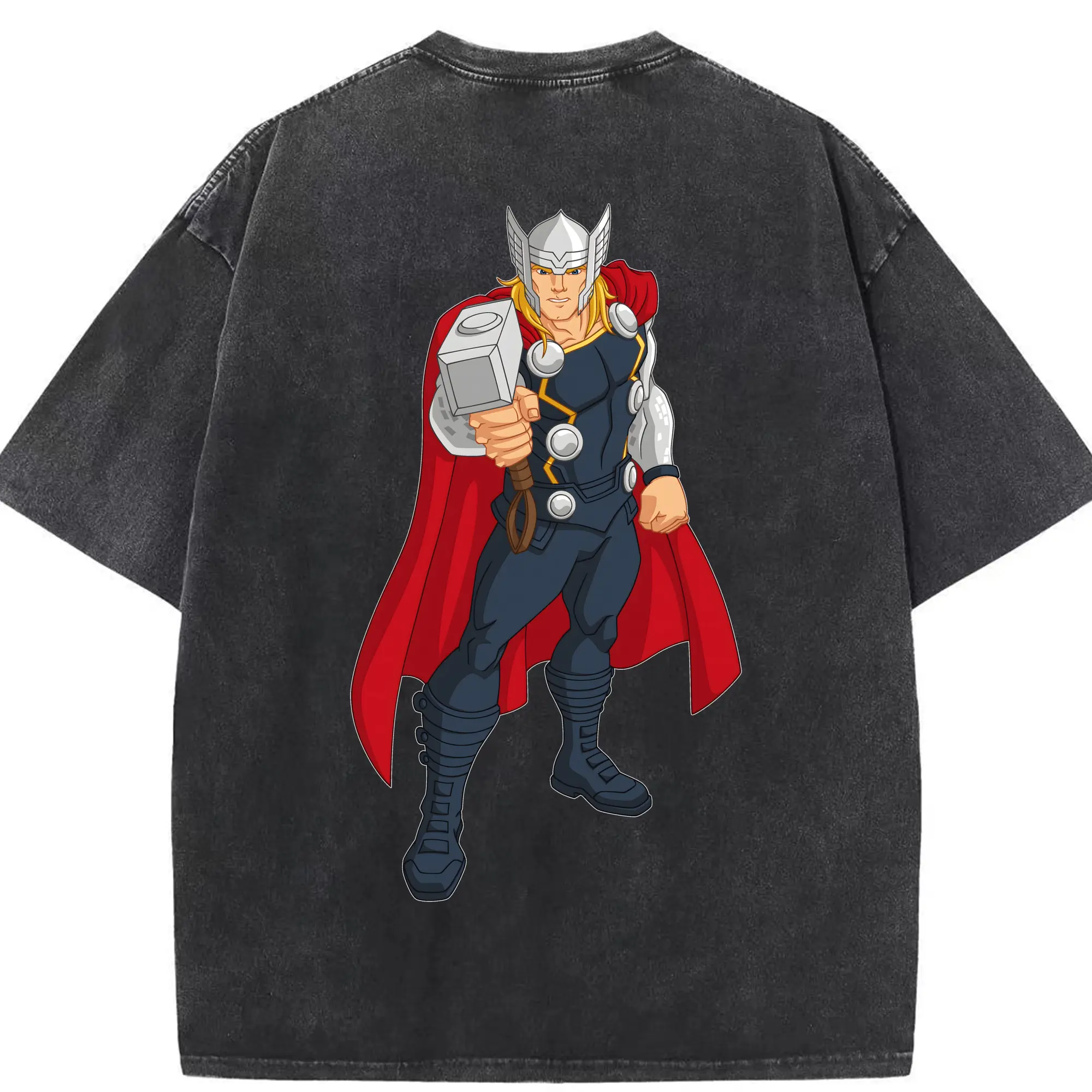 アベンジャーズ (Avenjāzu) グッズ マイティ・ソー（Thor） - 綿100％ ヴィンテージ風 半袖Tシャツ ・ 背面プリント ・ 柔らか肌触り ・ 通気性 快適 ・ スポーツ カジュアル 外出用