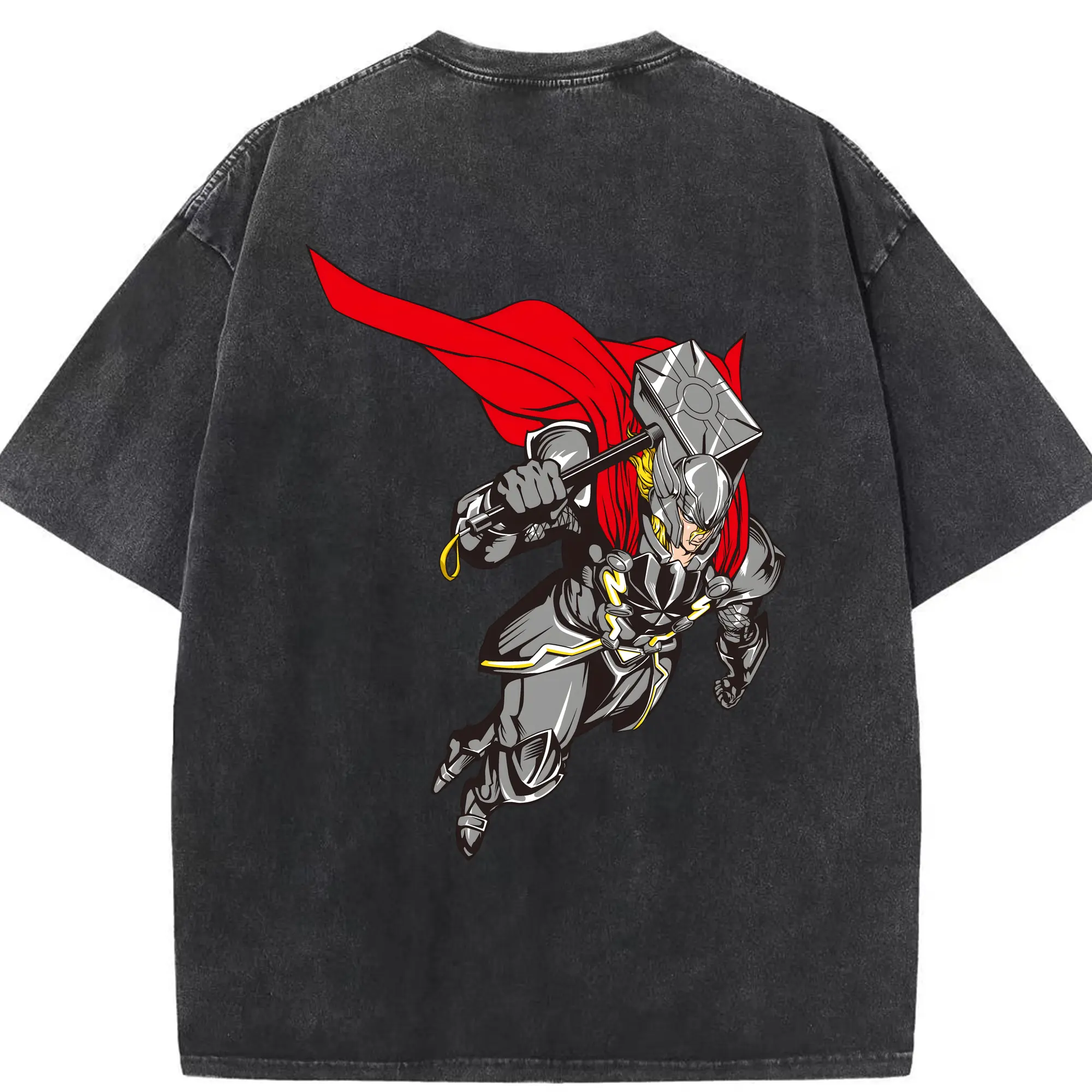アベンジャーズ (Avenjāzu) グッズ マイティ・ソー（Thor） - 綿100％ ヴィンテージ風 半袖Tシャツ ・ 背面プリント ・ 柔らか肌触り ・ 通気性 快適 ・ スポーツ カジュアル 外出用
