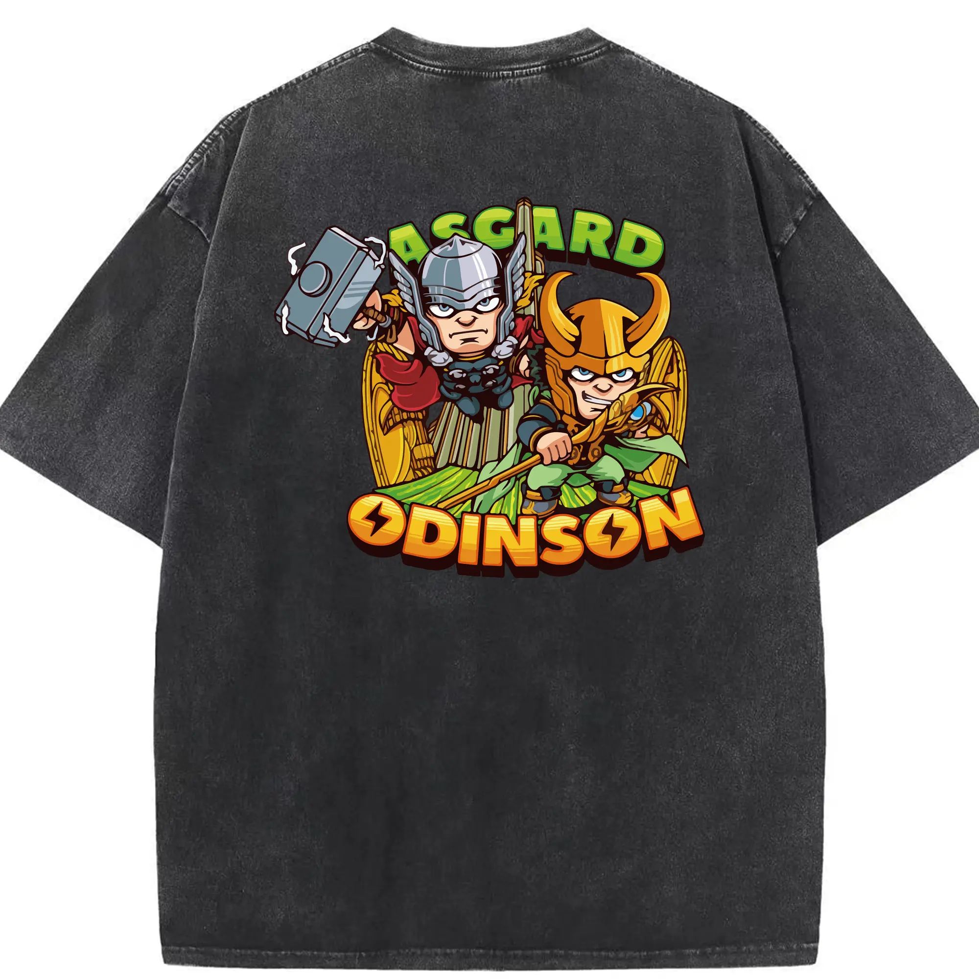 アベンジャーズ (Avenjāzu) グッズ マイティ・ソー（Thor） - 綿100％ ヴィンテージ風 半袖Tシャツ ・ 背面プリント ・ 柔らか肌触り ・ 通気性 快適 ・ スポーツ カジュアル 外出用