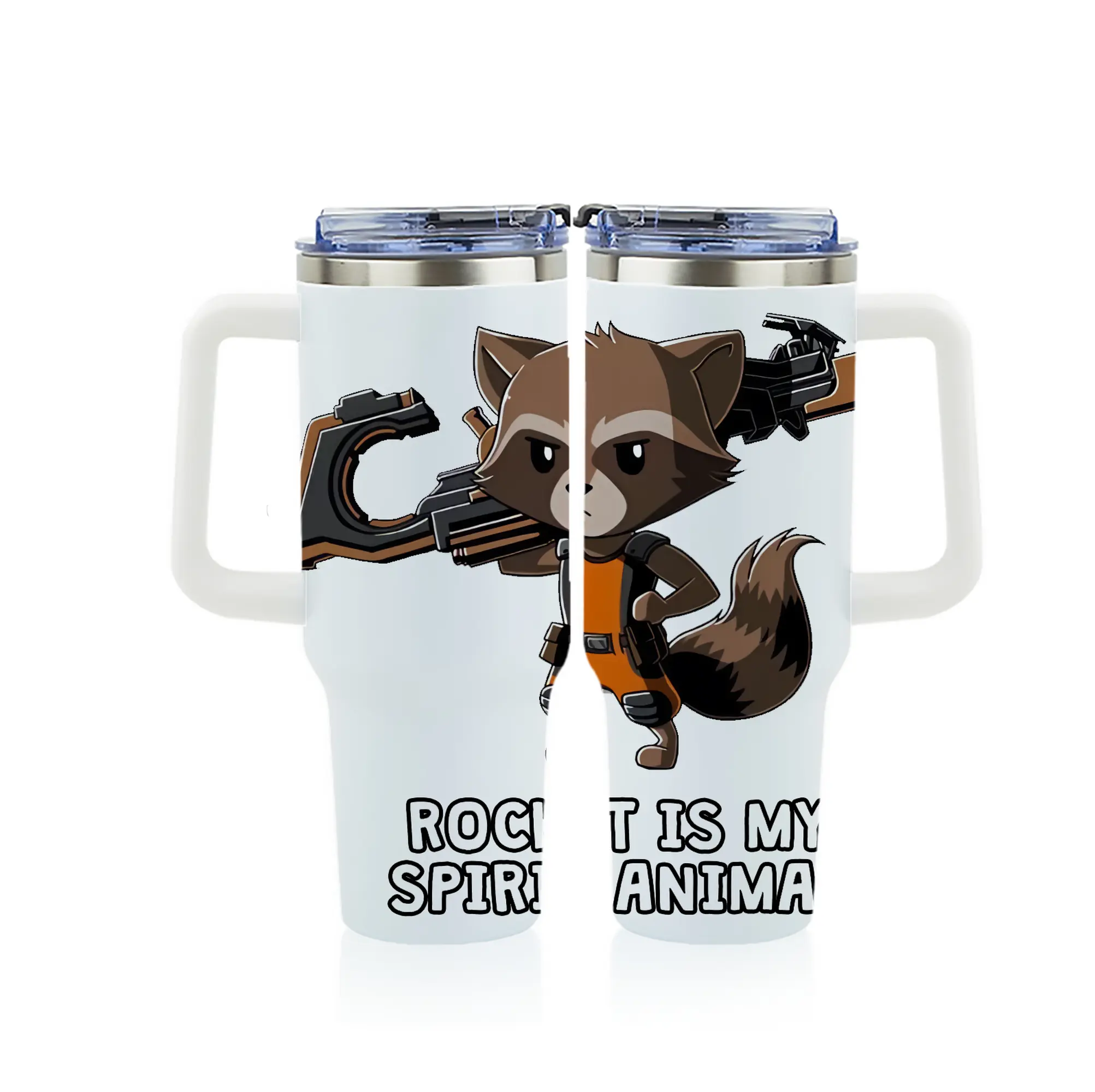 アベンジャーズ (Avenjāzu) グッズ ロケット(Roketto) - 1200mL フルプリント車用タンブラー ・ 304ステンレス 内側 ・ 201ステンレス 外側 ・ 保温 保冷 ・ 通勤 ドライブ アウトドア用