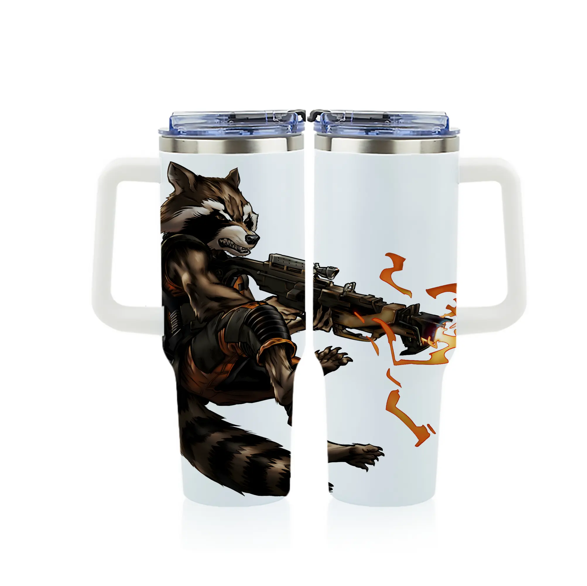 アベンジャーズ (Avenjāzu) グッズ ロケット(Roketto) - 1200mL フルプリント車用タンブラー ・ 304ステンレス 内側 ・ 201ステンレス 外側 ・ 保温 保冷 ・ 通勤 ドライブ アウトドア用