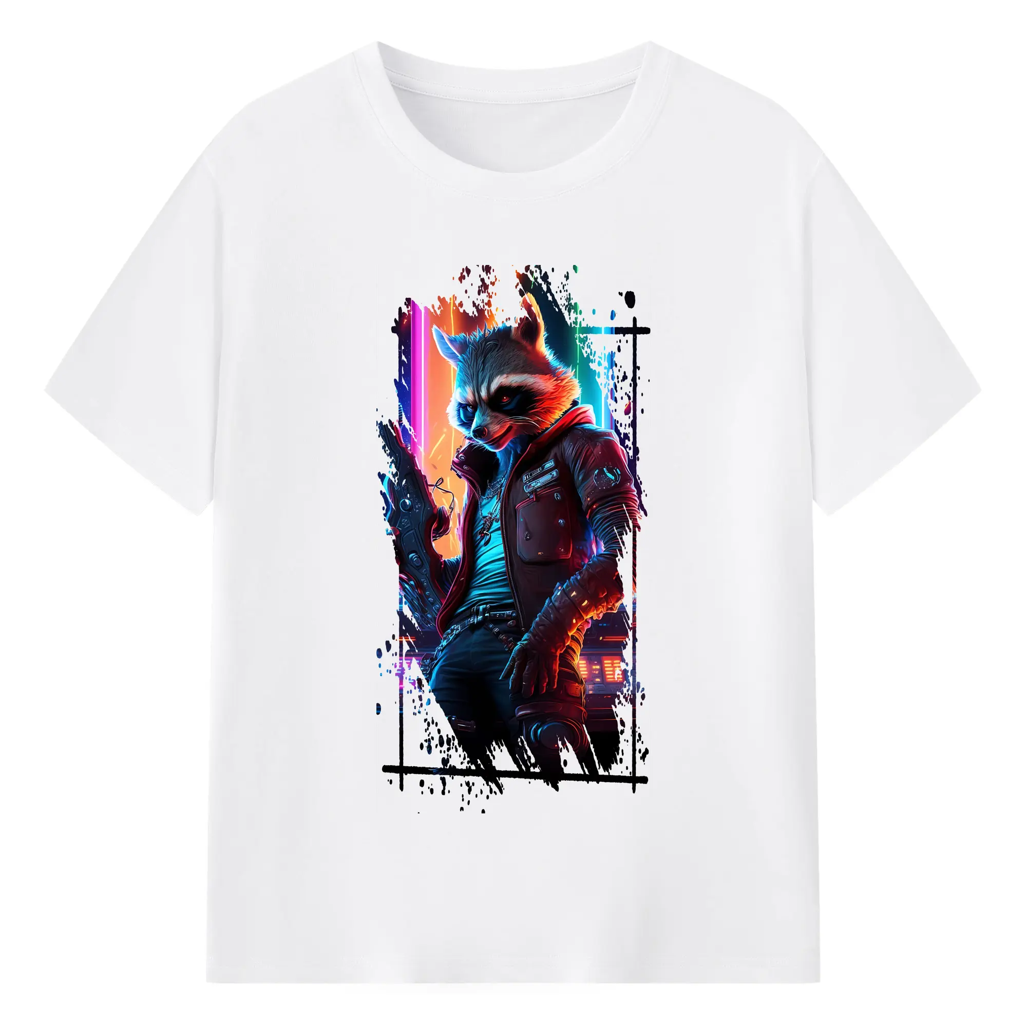 アベンジャーズ (Avenjāzu) グッズ ロケット(Roketto) - 綿100％ 半袖Tシャツ ・ フロントプリント ・ 快適 通気性 ・ 日常使い 散歩 スポーツ用