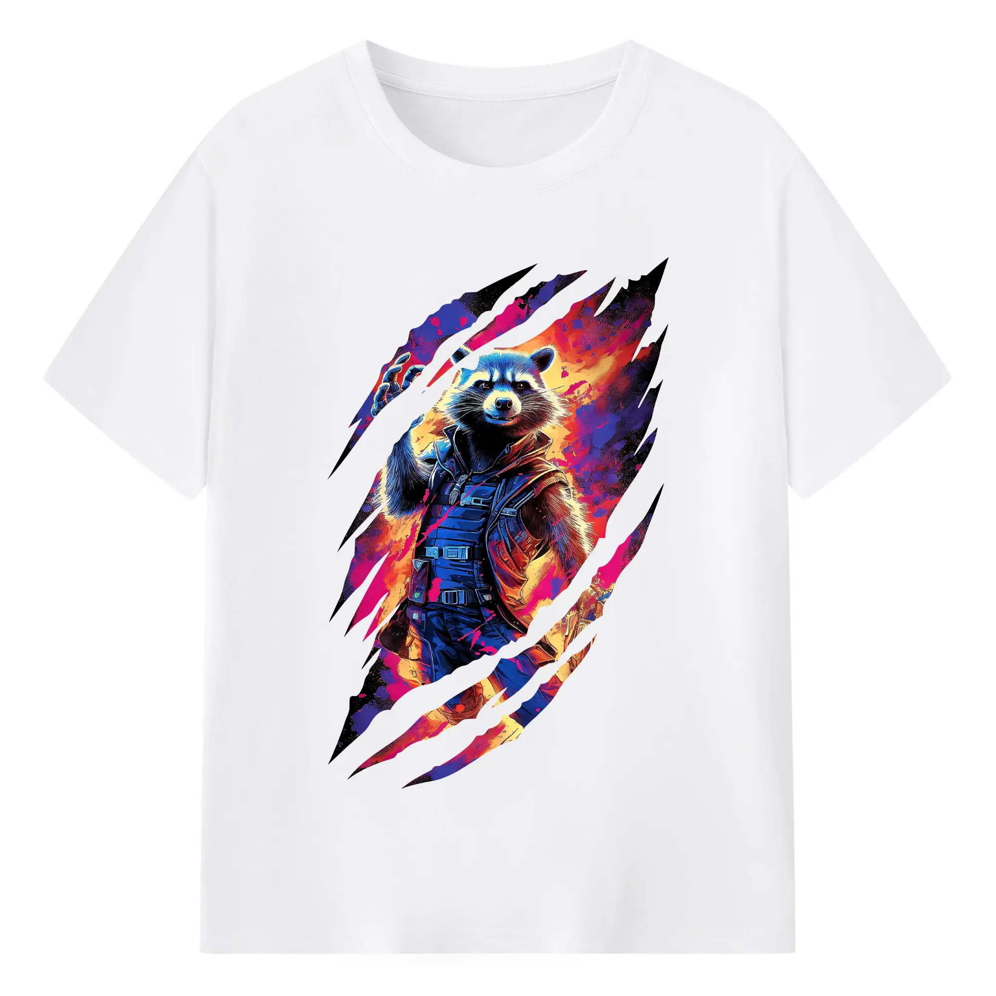 アベンジャーズ (Avenjāzu) グッズ ロケット(Roketto) - 綿100％ 半袖Tシャツ ・ フロントプリント ・ 快適 通気性 ・ 日常使い 散歩 スポーツ用