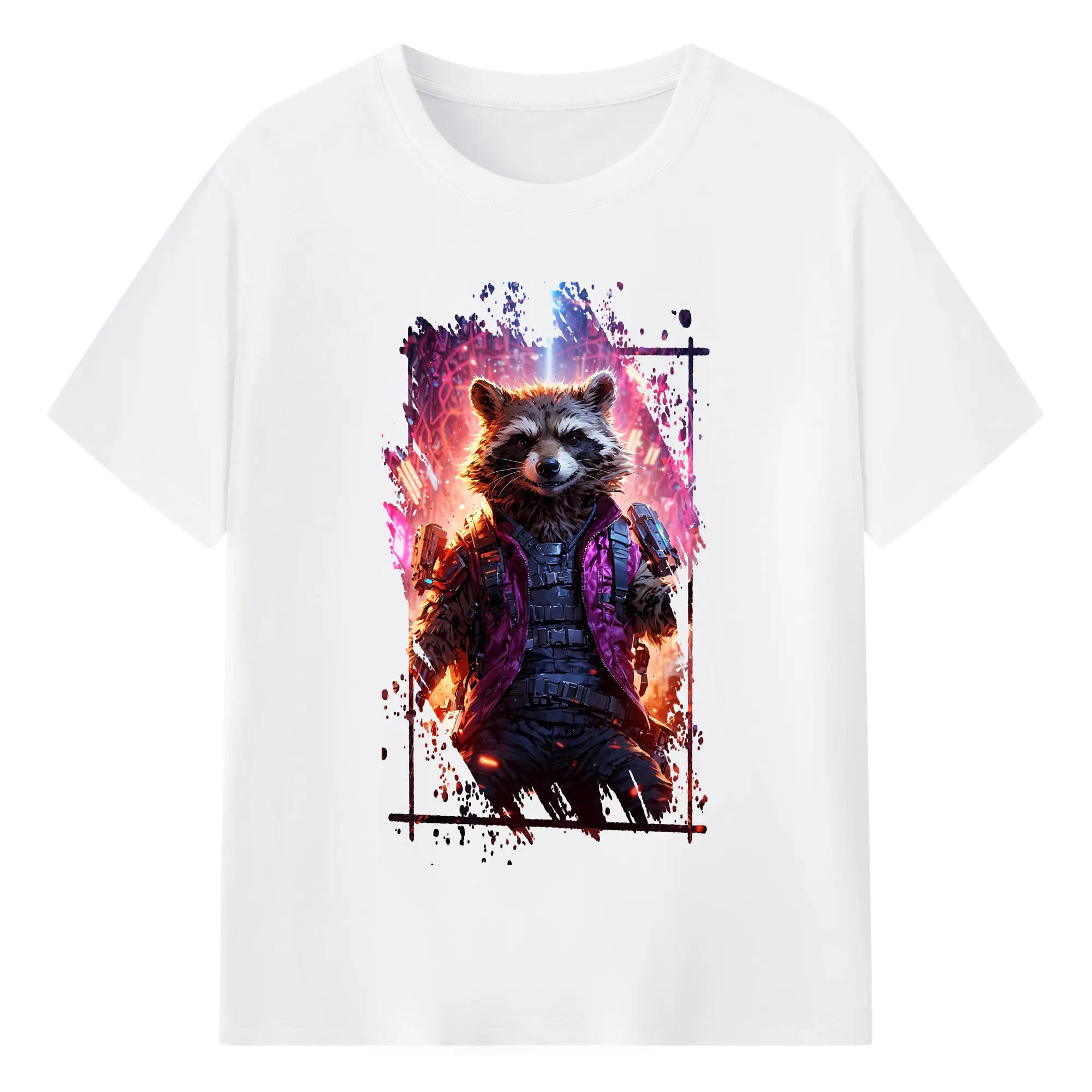 アベンジャーズ (Avenjāzu) グッズ ロケット(Roketto) - 綿100％ 半袖Tシャツ ・ フロントプリント ・ 快適 通気性 ・ 日常使い 散歩 スポーツ用