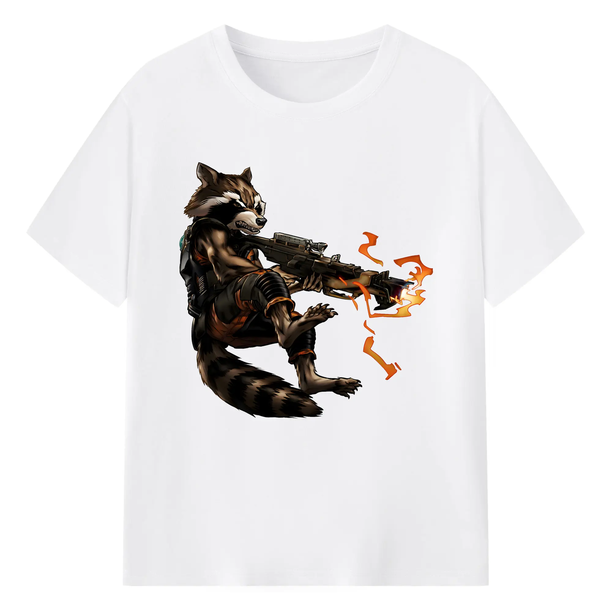 アベンジャーズ (Avenjāzu) グッズ ロケット(Roketto) - 綿100％ 半袖Tシャツ ・ フロントプリント ・ 快適 通気性 ・ 日常使い 散歩 スポーツ用