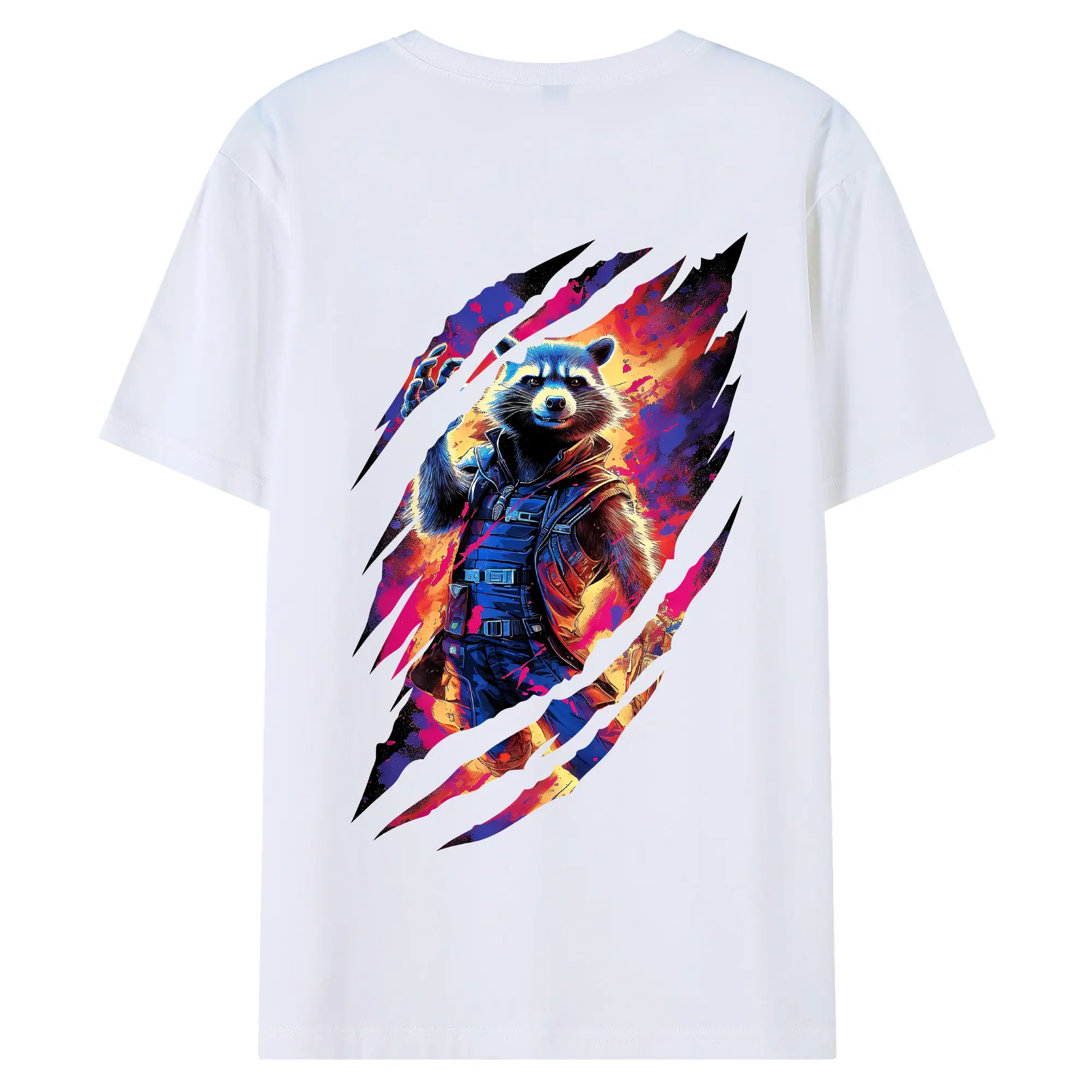 アベンジャーズ (Avenjāzu) グッズ ロケット(Roketto) - 綿100％ 半袖Tシャツ ・ バックプリント ・ 快適 通気性 ・ 日常使い 散歩 スポーツ用