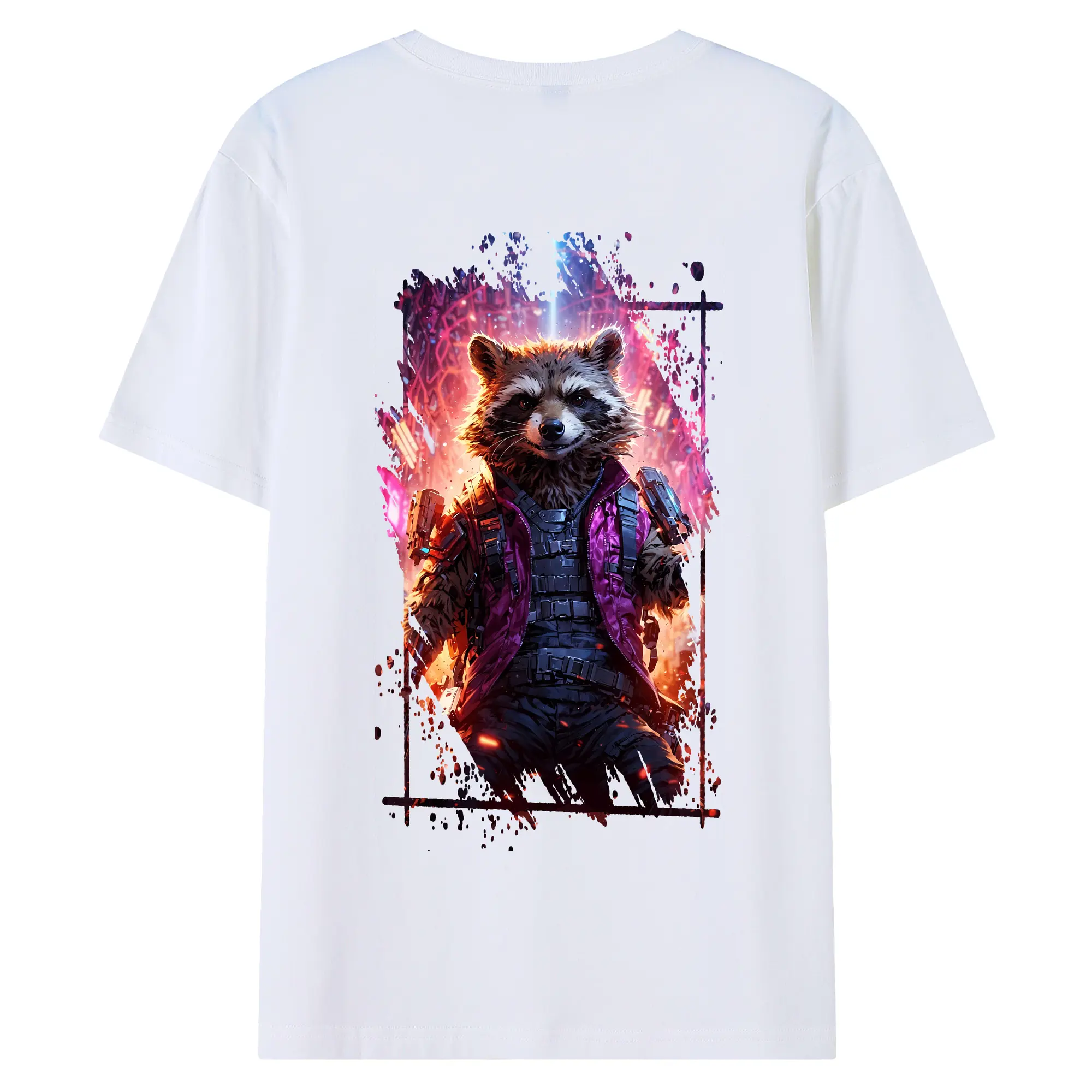 アベンジャーズ (Avenjāzu) グッズ ロケット(Roketto) - 綿100％ 半袖Tシャツ ・ バックプリント ・ 快適 通気性 ・ 日常使い 散歩 スポーツ用