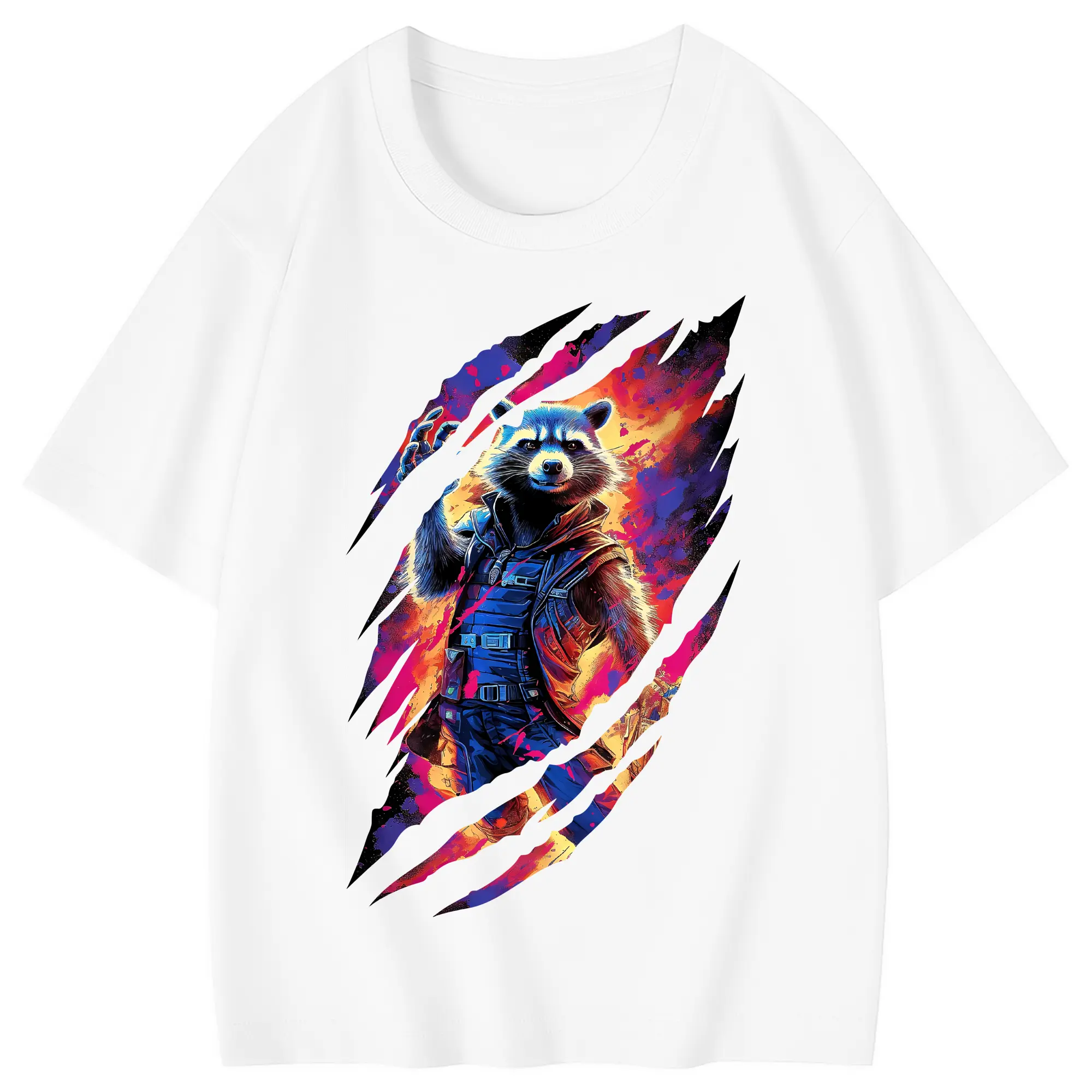 アベンジャーズ (Avenjāzu) グッズ ロケット(Roketto) - 綿100％ キッズTシャツ ・ フロントプリント ・ 快適 通気性 ・ スポーツ カジュアル 散歩用