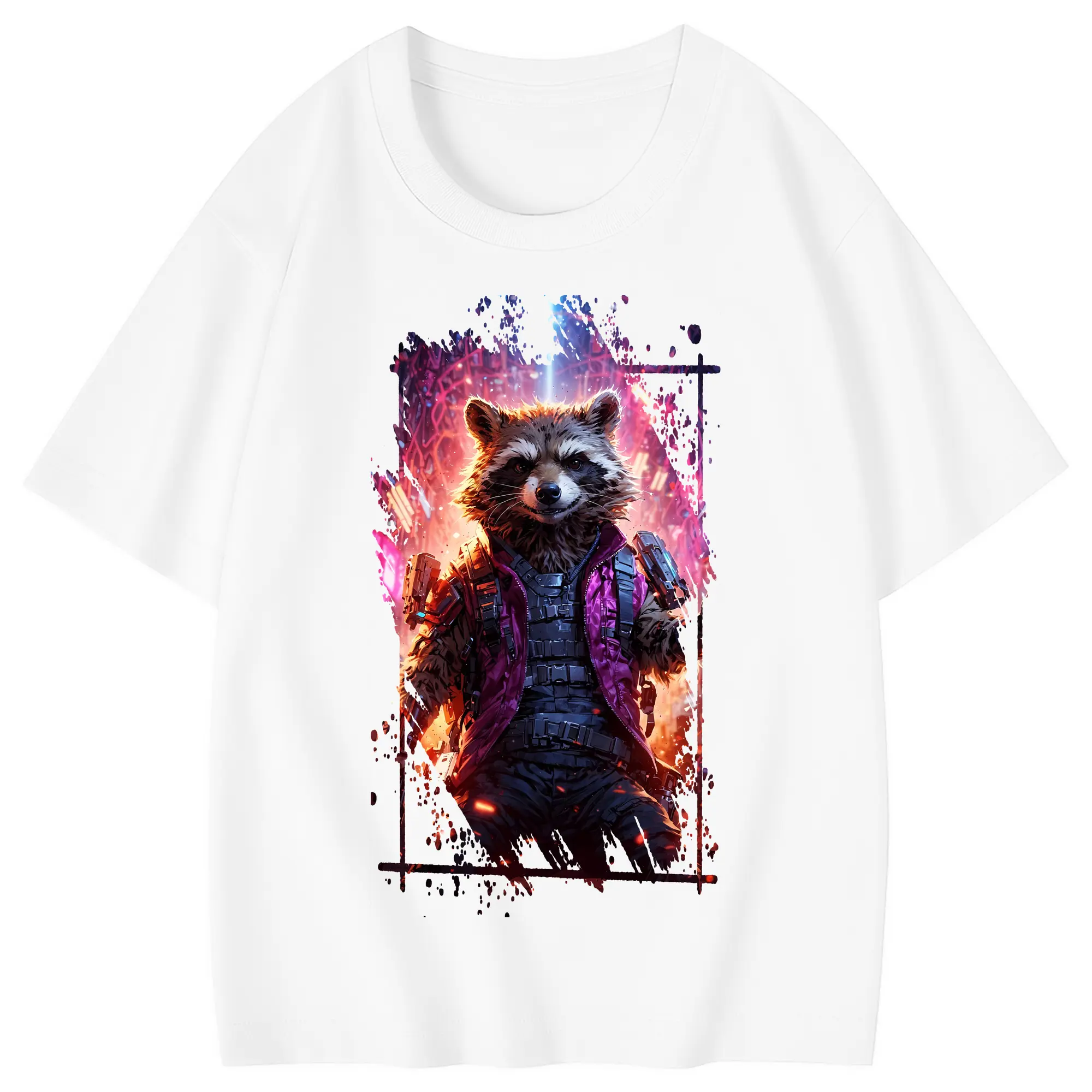 アベンジャーズ (Avenjāzu) グッズ ロケット(Roketto) - 綿100％ キッズTシャツ ・ フロントプリント ・ 快適 通気性 ・ スポーツ カジュアル 散歩用