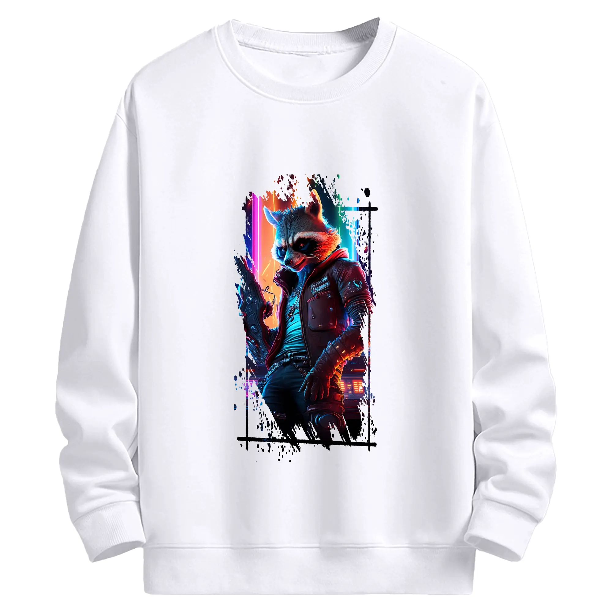 アベンジャーズ (Avenjāzu) グッズ ロケット(Roketto) - 高品質 クルーネック スウェット ・ コットン59％ ポリエステル41％ ・ ユニセックス 長袖 トレーナー ・ カジュアル デイリー スポーツ 散歩用