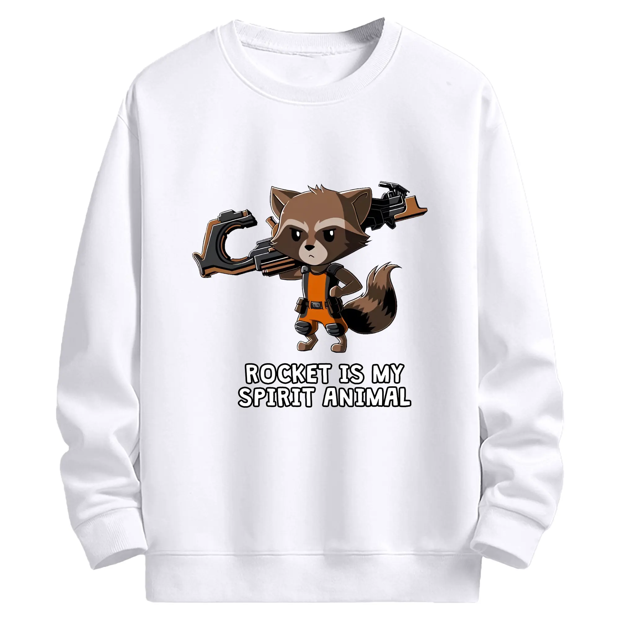 アベンジャーズ (Avenjāzu) グッズ ロケット(Roketto) - 高品質 クルーネック スウェット ・ コットン59％ ポリエステル41％ ・ ユニセックス 長袖 トレーナー ・ カジュアル デイリー スポーツ 散歩用