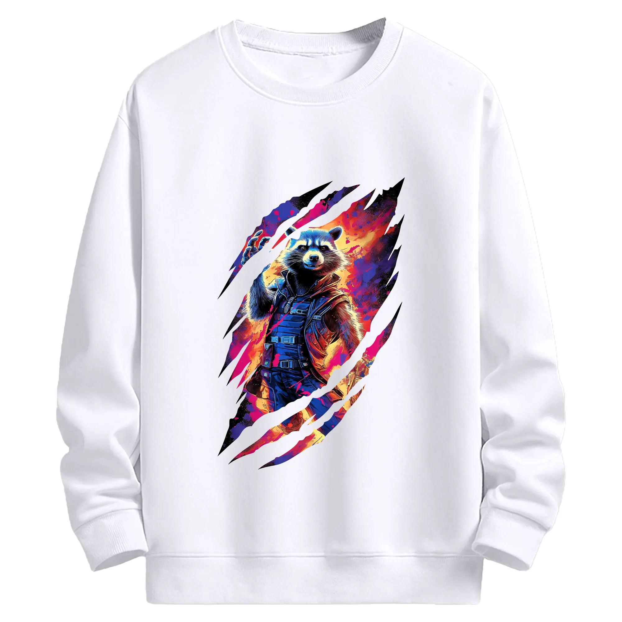 アベンジャーズ (Avenjāzu) グッズ ロケット(Roketto) - 高品質 クルーネック スウェット ・ コットン59％ ポリエステル41％ ・ ユニセックス 長袖 トレーナー ・ カジュアル デイリー スポーツ 散歩用